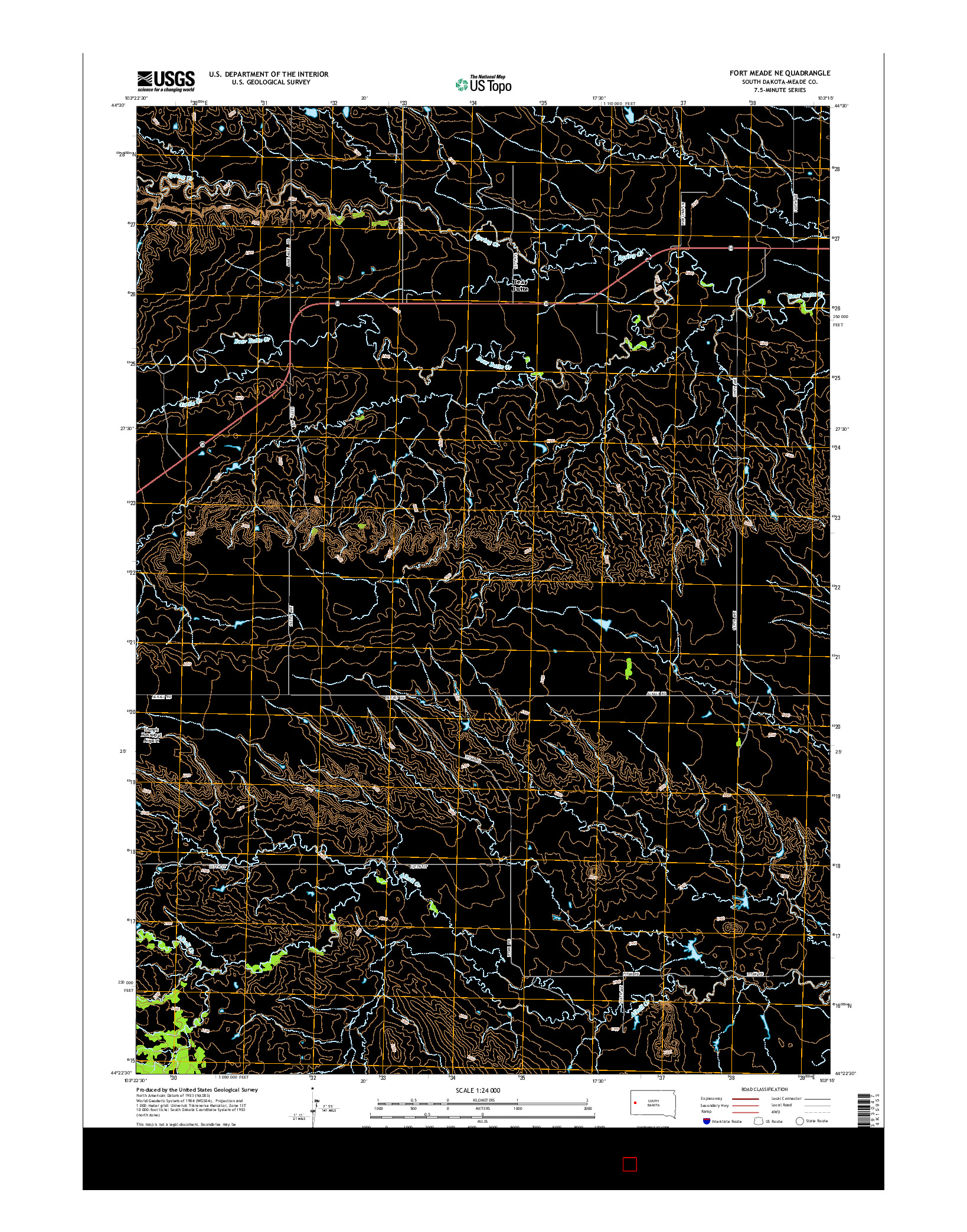 USGS US TOPO 7.5-MINUTE MAP FOR FORT MEADE NE, SD 2015