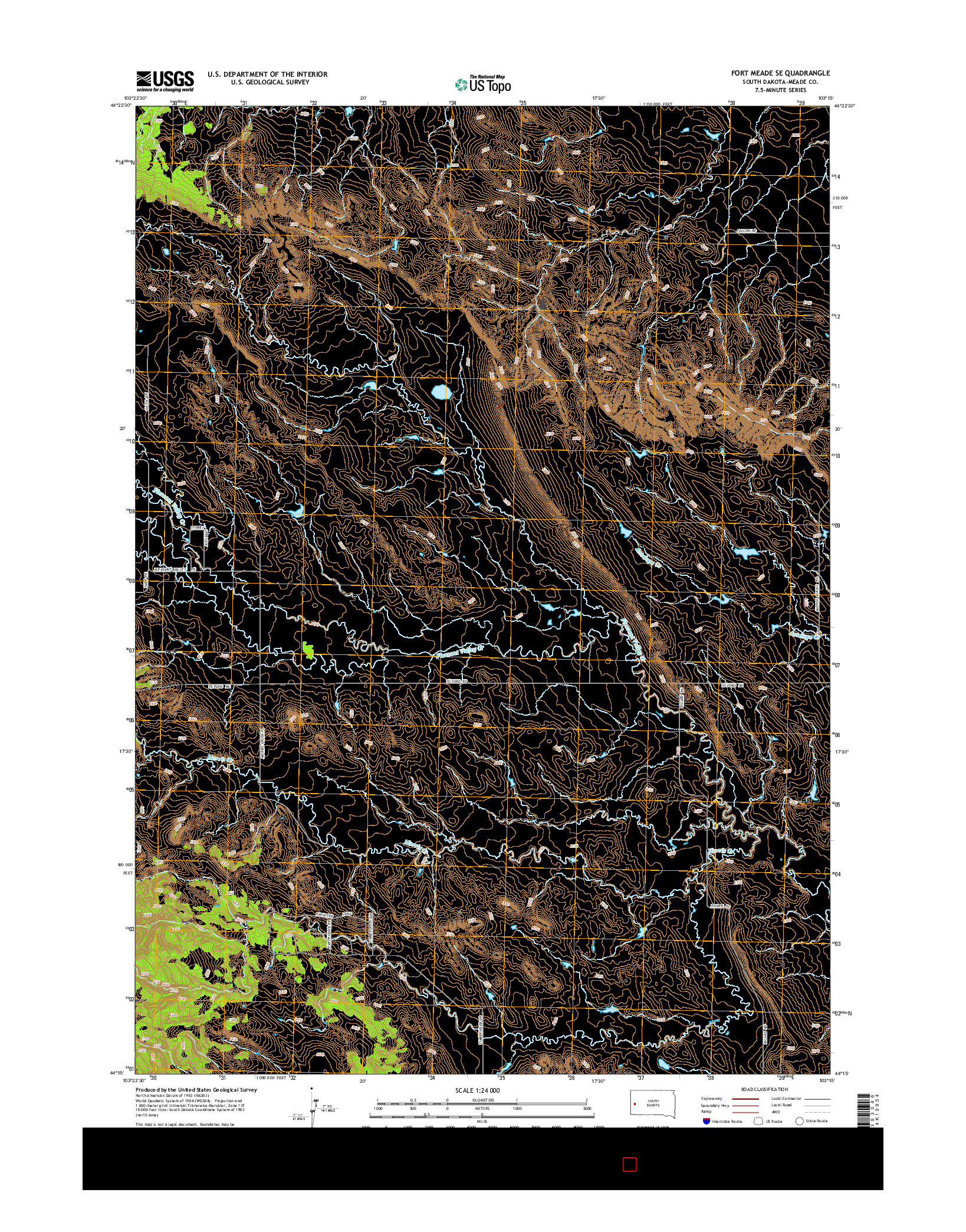 USGS US TOPO 7.5-MINUTE MAP FOR FORT MEADE SE, SD 2015