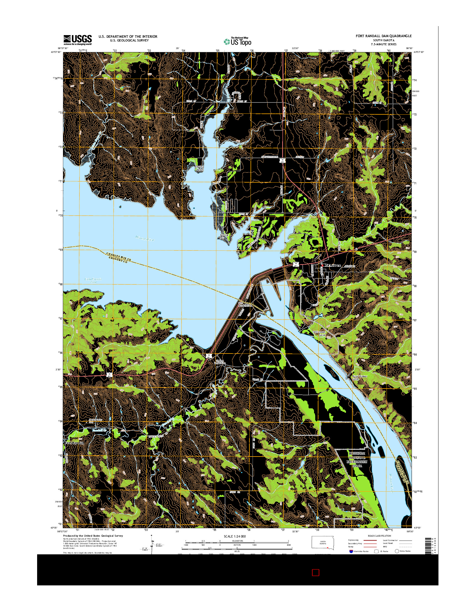 USGS US TOPO 7.5-MINUTE MAP FOR FORT RANDALL DAM, SD 2015