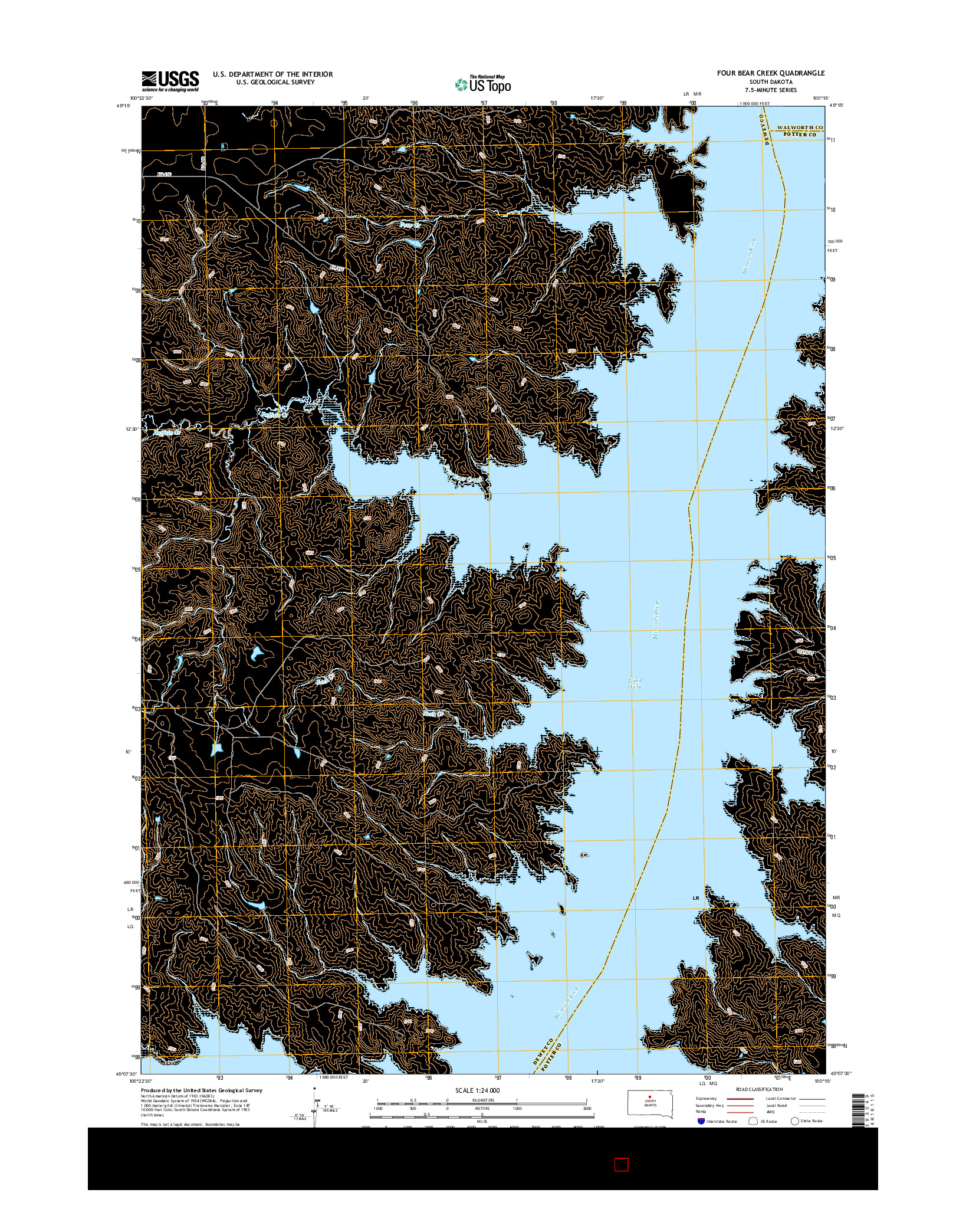 USGS US TOPO 7.5-MINUTE MAP FOR FOUR BEAR CREEK, SD 2015