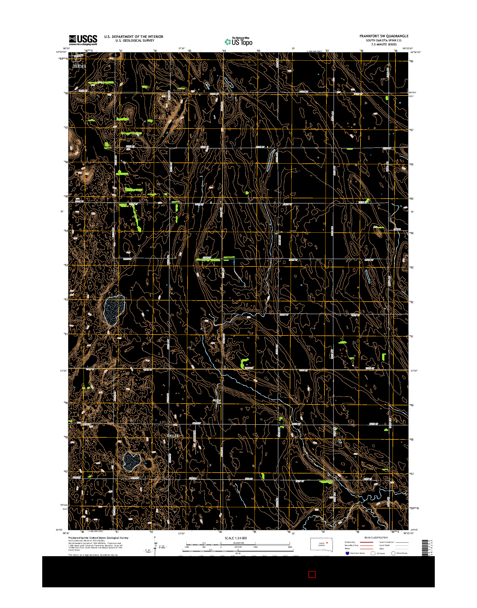 USGS US TOPO 7.5-MINUTE MAP FOR FRANKFORT SW, SD 2015