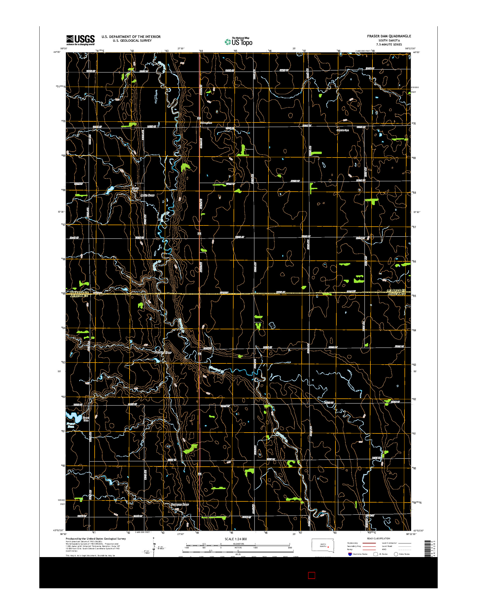 USGS US TOPO 7.5-MINUTE MAP FOR FRASER DAM, SD 2015