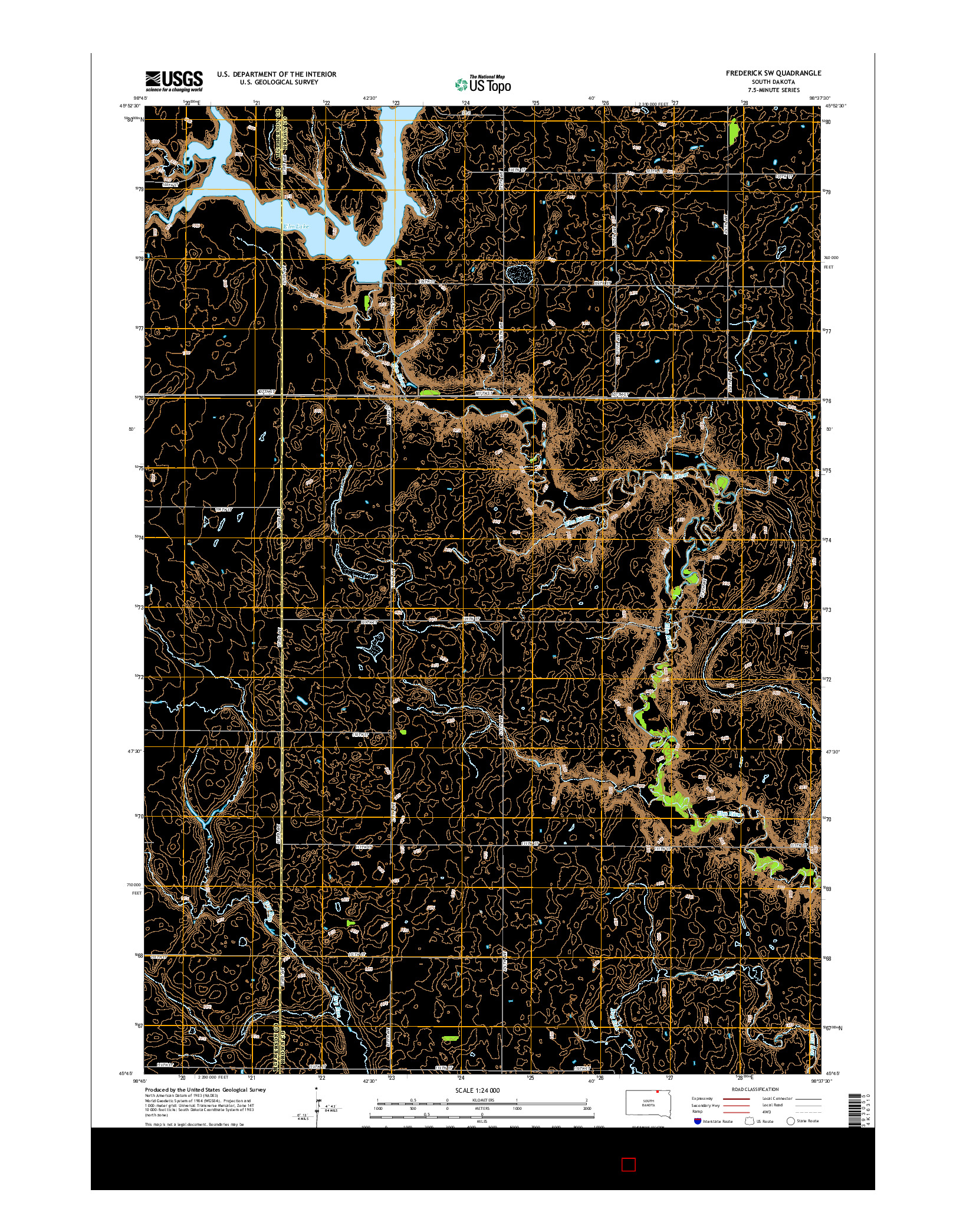 USGS US TOPO 7.5-MINUTE MAP FOR FREDERICK SW, SD 2015