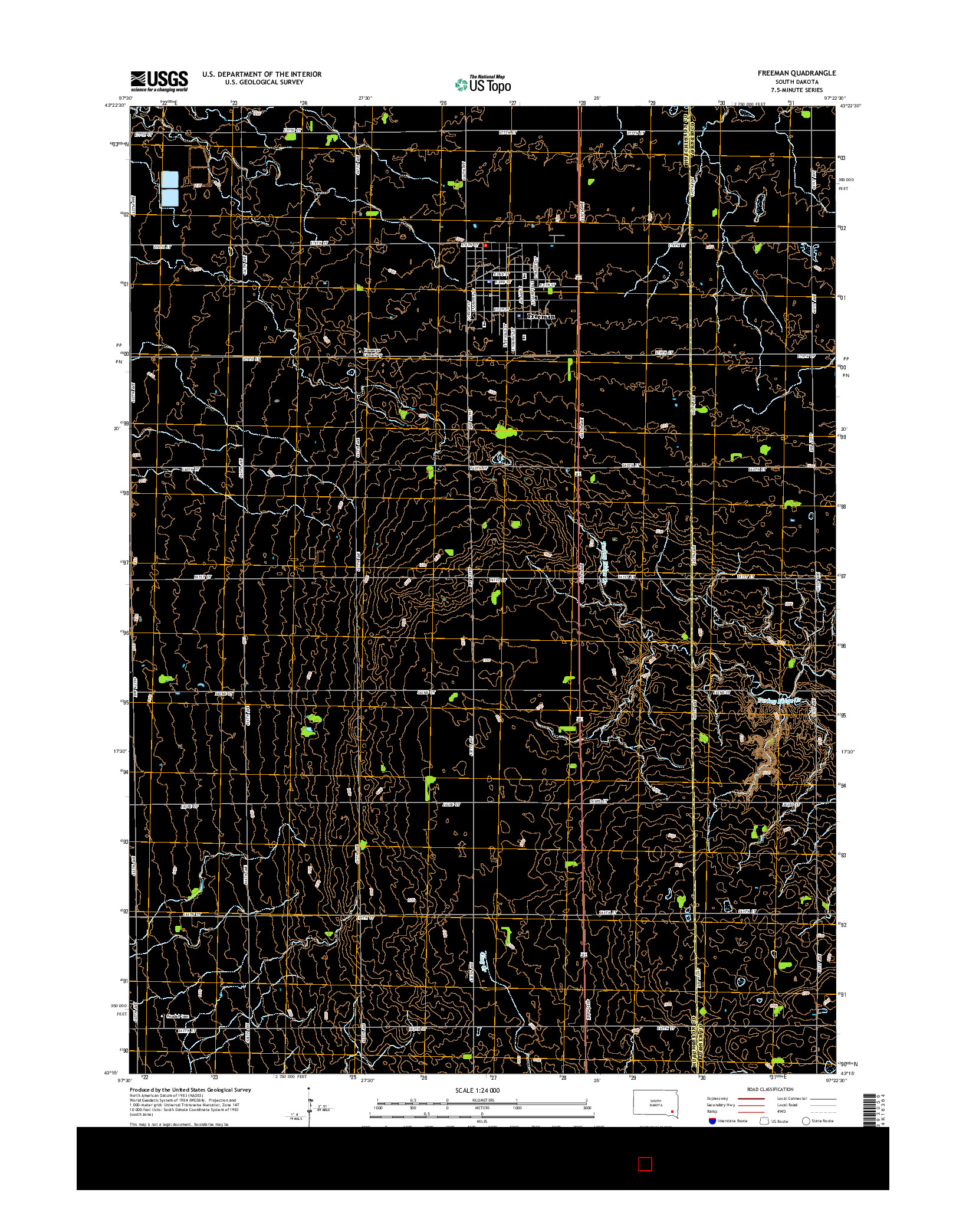 USGS US TOPO 7.5-MINUTE MAP FOR FREEMAN, SD 2015