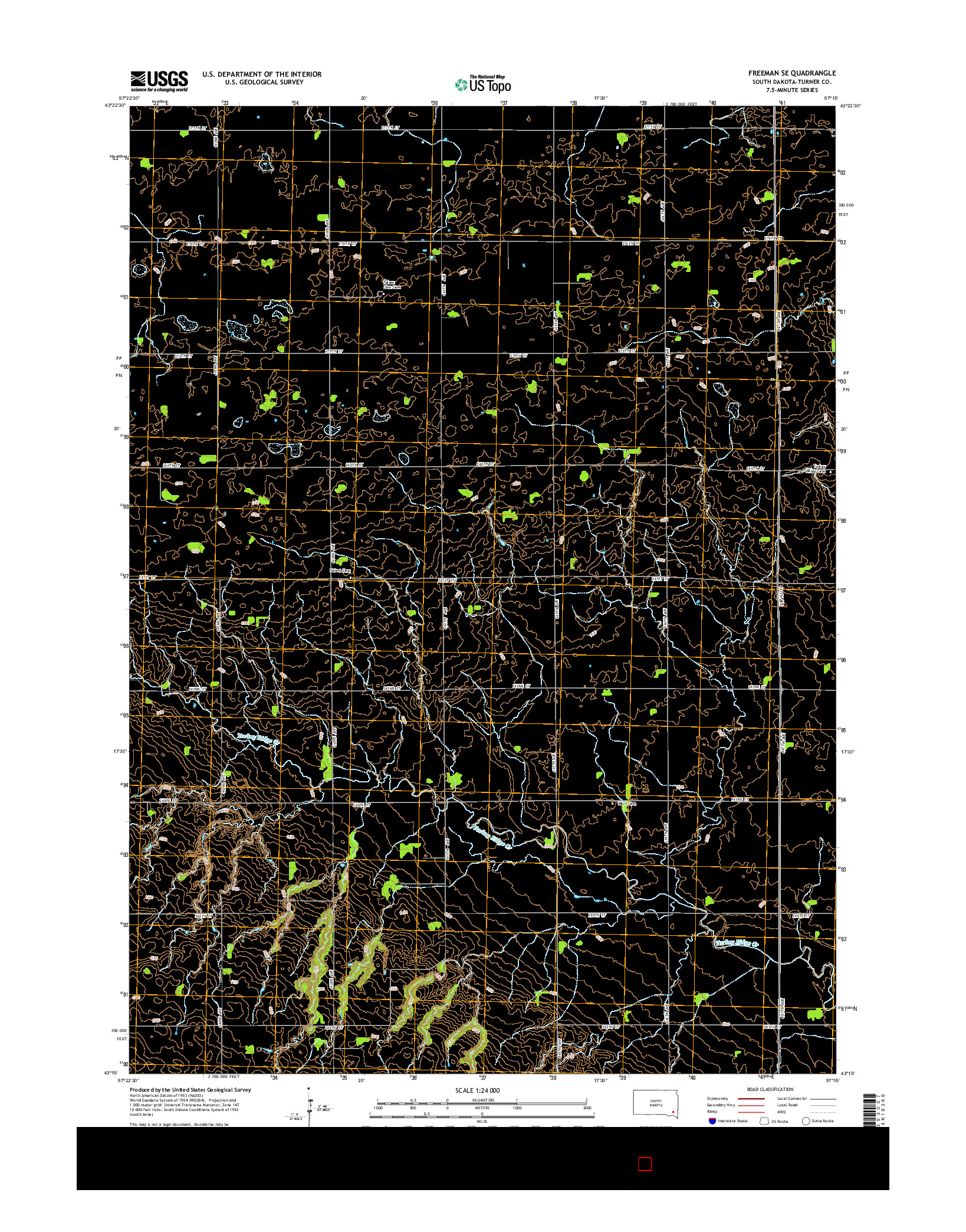 USGS US TOPO 7.5-MINUTE MAP FOR FREEMAN SE, SD 2015