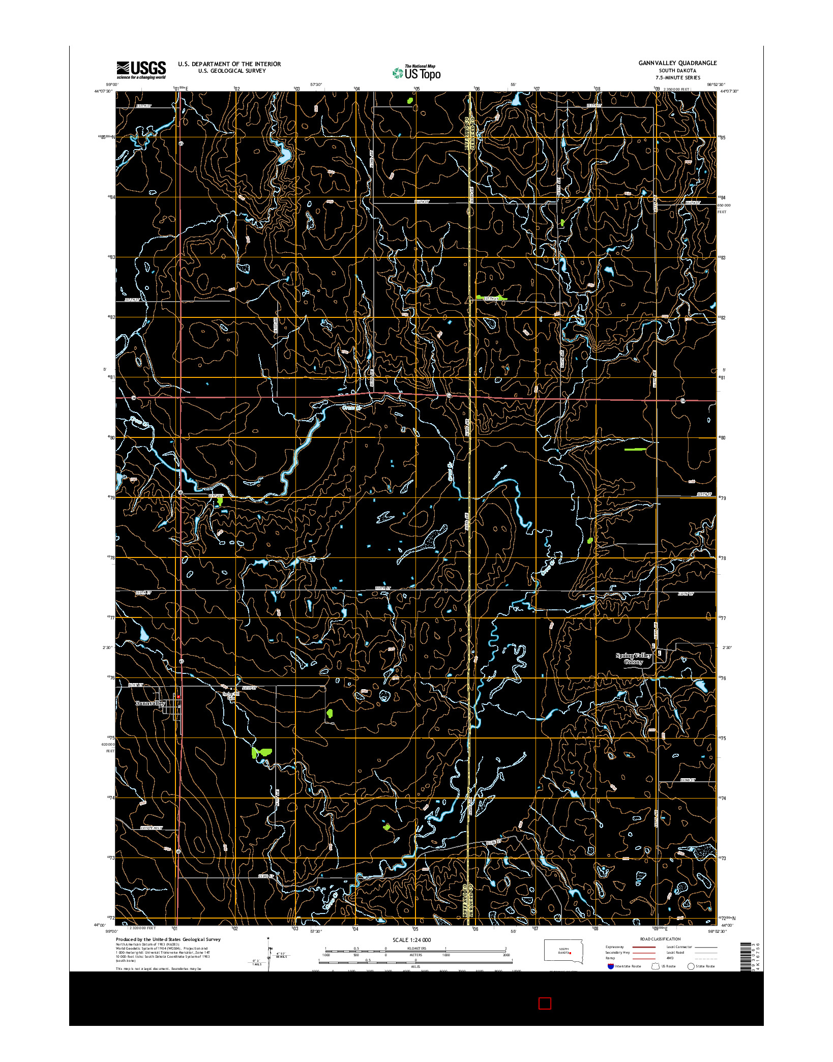USGS US TOPO 7.5-MINUTE MAP FOR GANNVALLEY, SD 2015