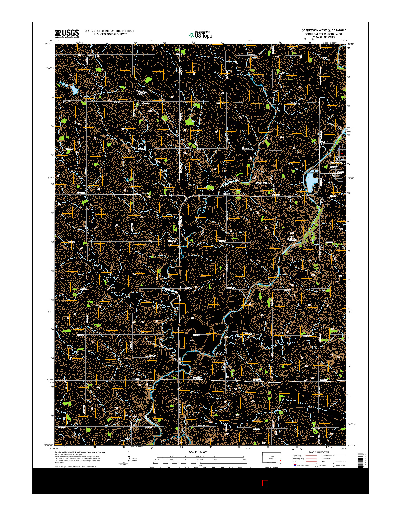 USGS US TOPO 7.5-MINUTE MAP FOR GARRETSON WEST, SD 2015