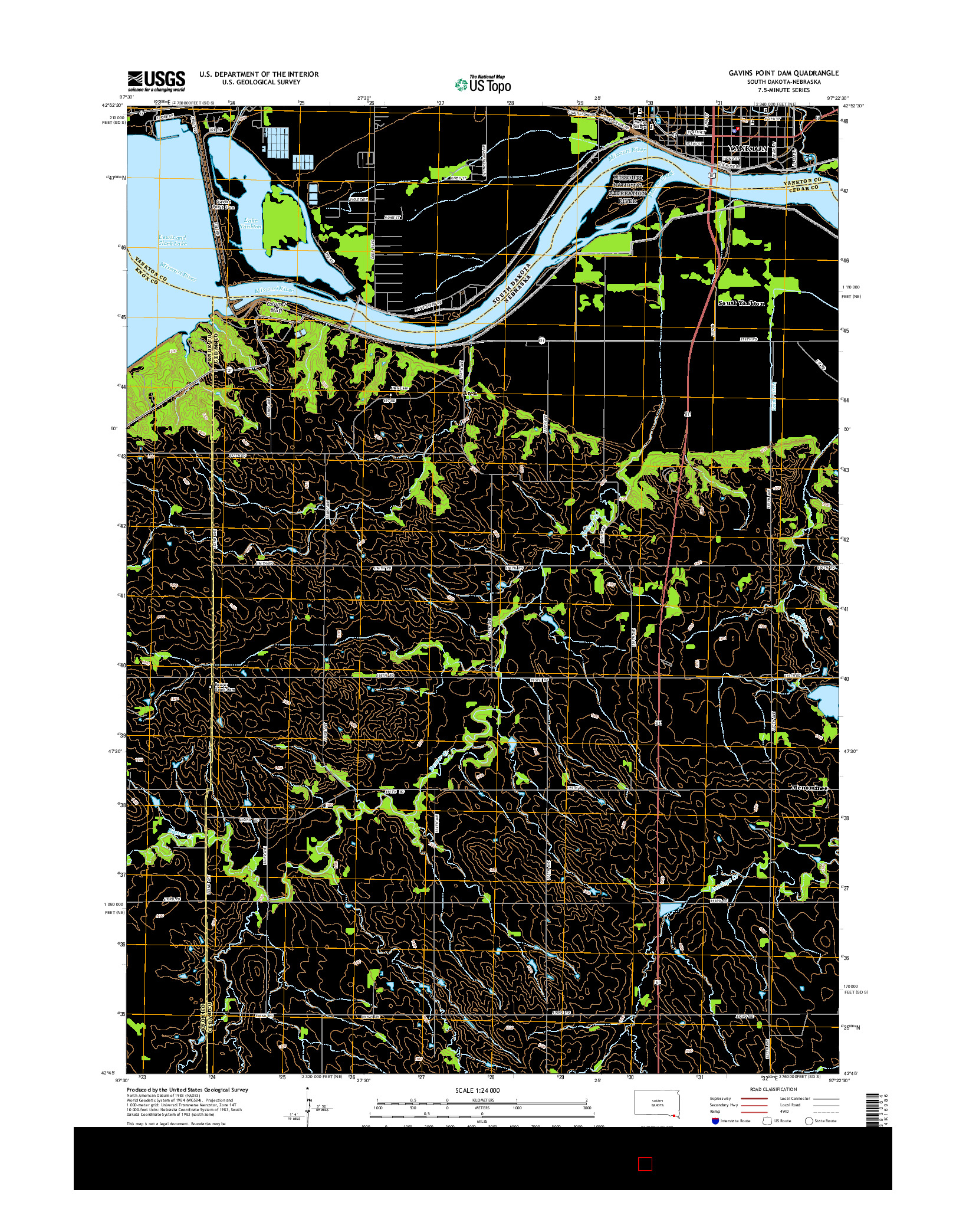 USGS US TOPO 7.5-MINUTE MAP FOR GAVINS POINT DAM, SD-NE 2015