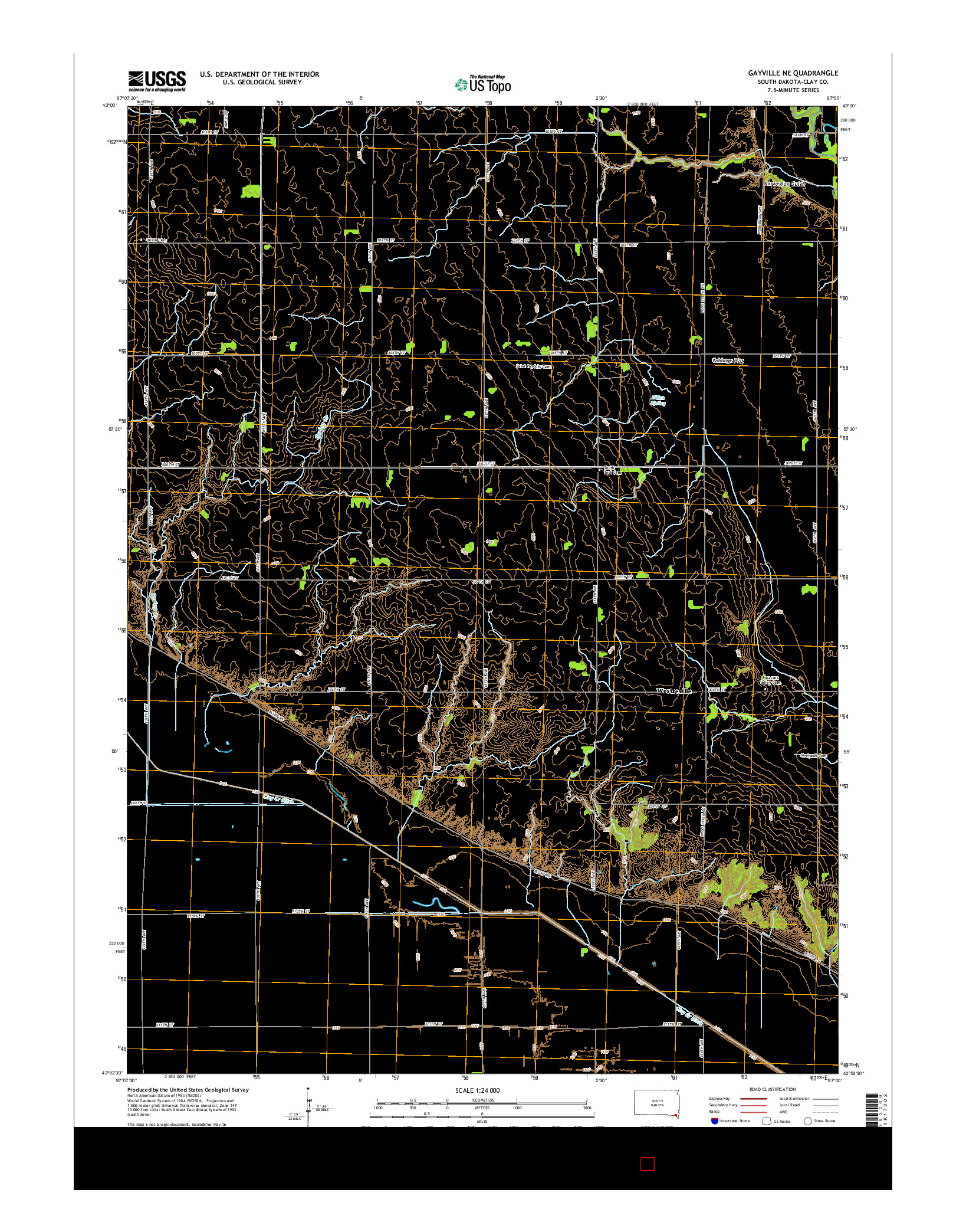 USGS US TOPO 7.5-MINUTE MAP FOR GAYVILLE NE, SD 2015
