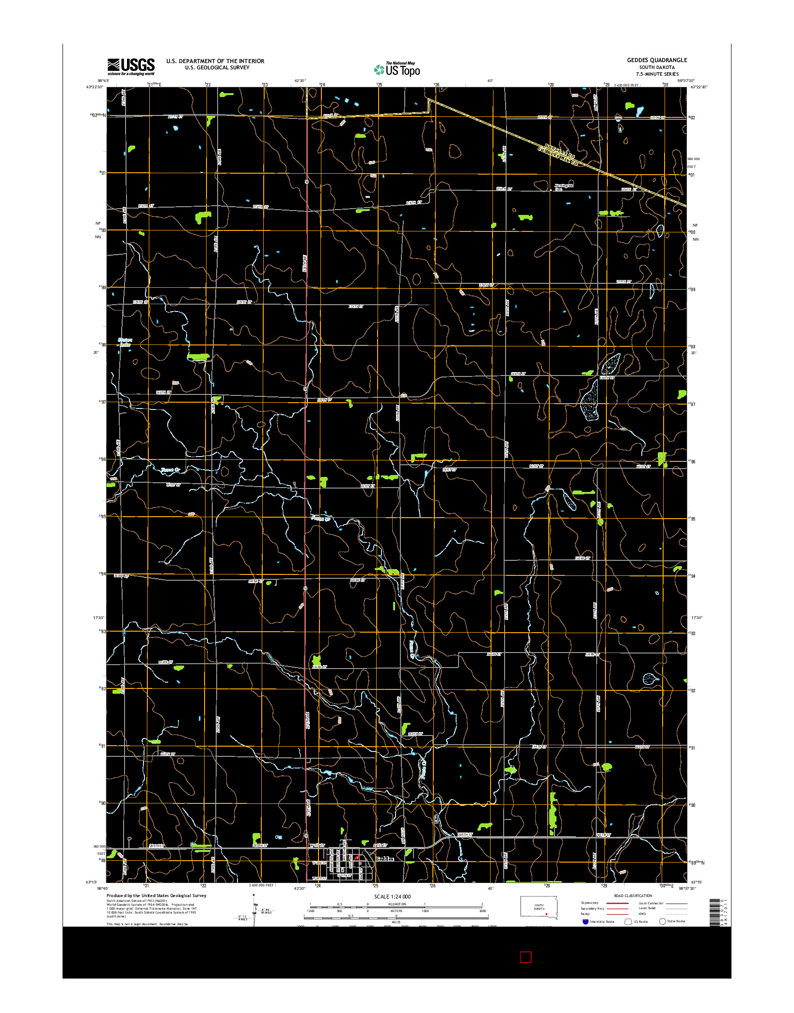 USGS US TOPO 7.5-MINUTE MAP FOR GEDDES, SD 2015