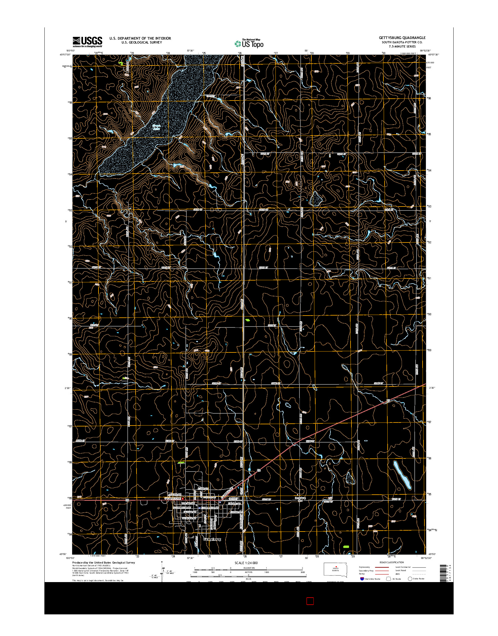 USGS US TOPO 7.5-MINUTE MAP FOR GETTYSBURG, SD 2015