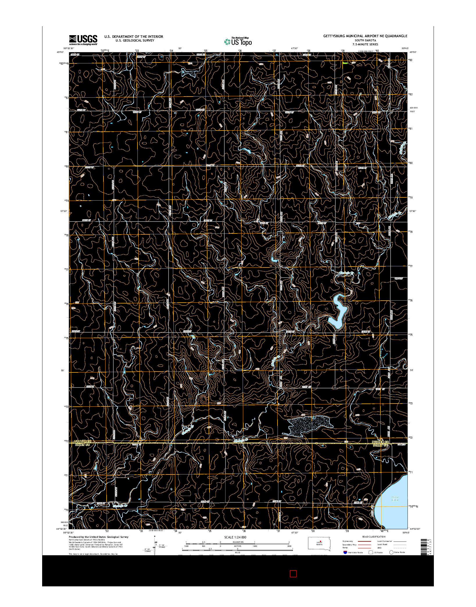 USGS US TOPO 7.5-MINUTE MAP FOR GETTYSBURG MUNICIPAL AIRPORT NE, SD 2015