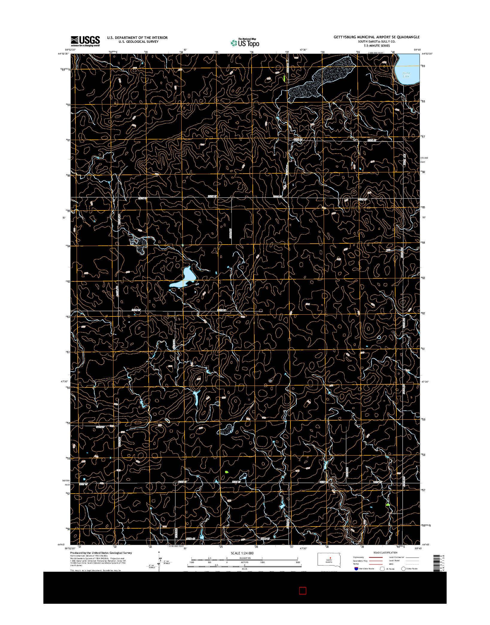 USGS US TOPO 7.5-MINUTE MAP FOR GETTYSBURG MUNICIPAL AIRPORT SE, SD 2015