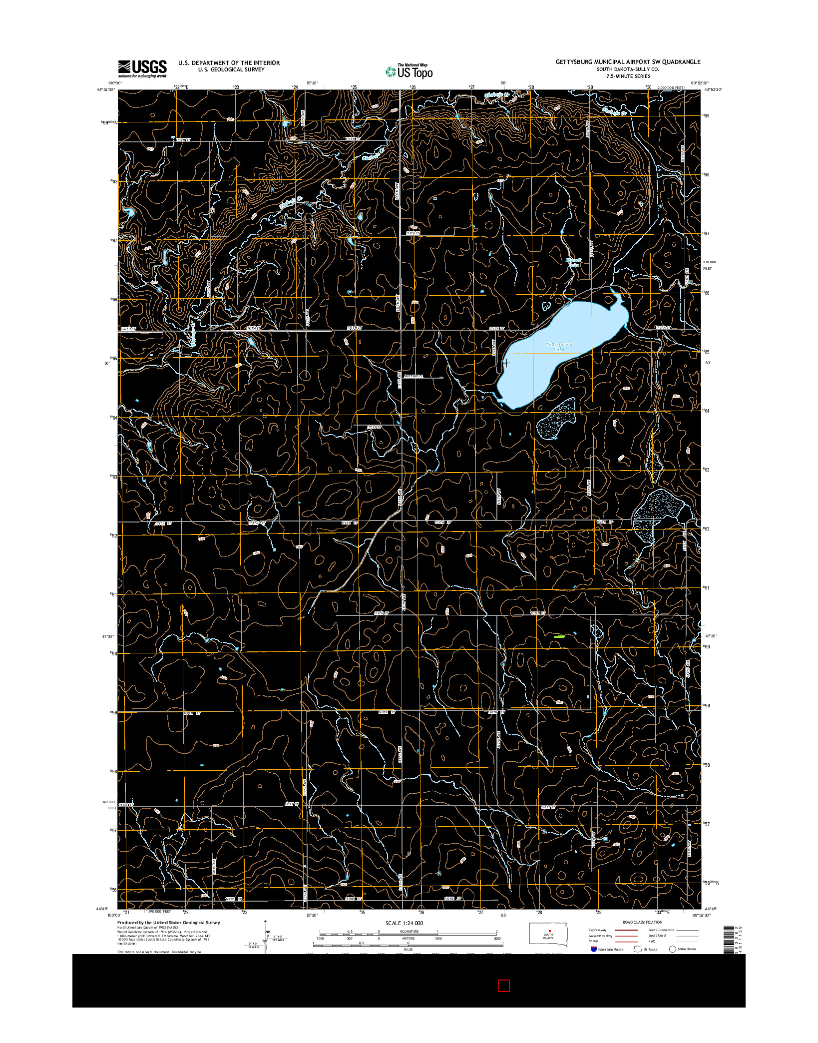 USGS US TOPO 7.5-MINUTE MAP FOR GETTYSBURG MUNICIPAL AIRPORT SW, SD 2015