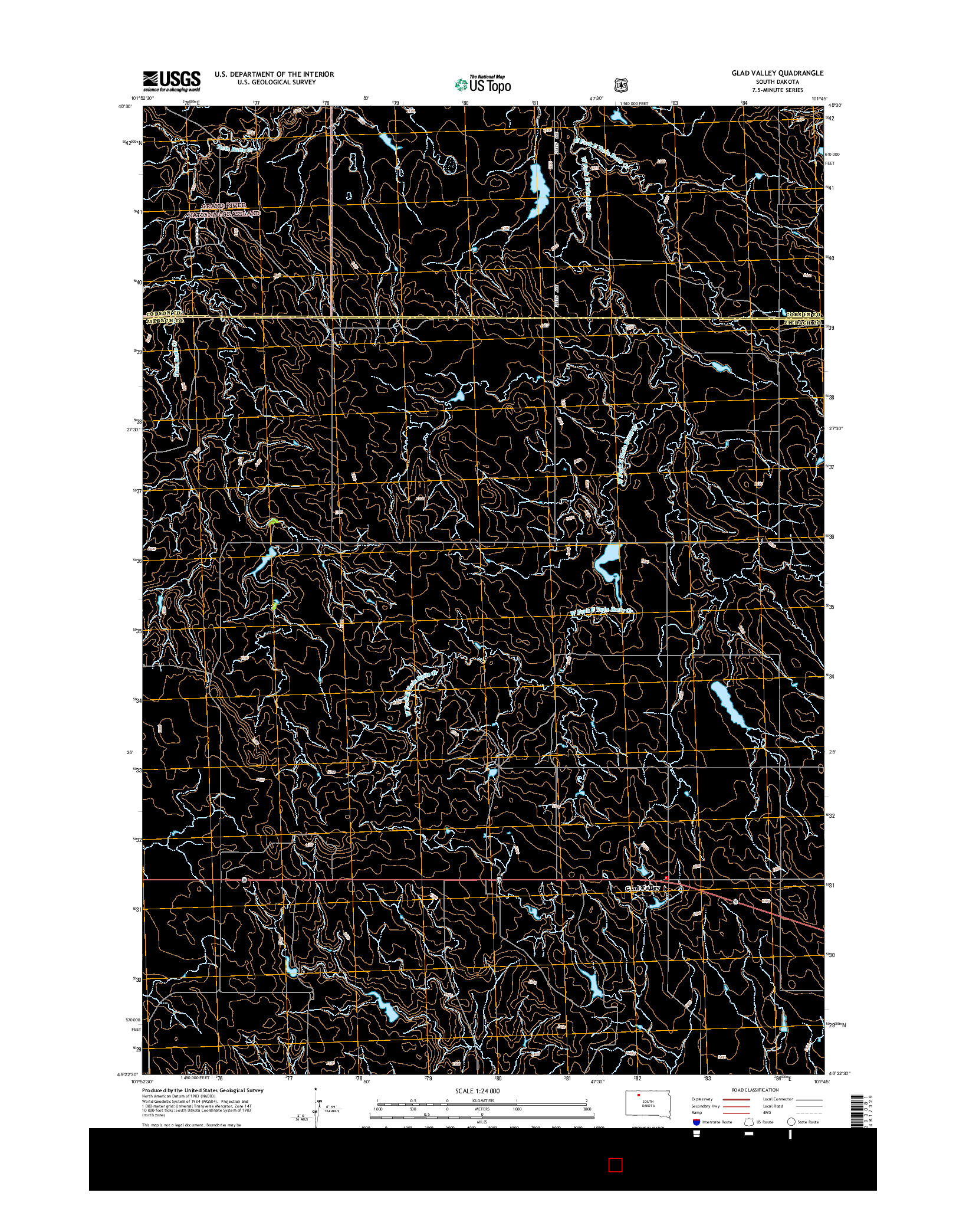 USGS US TOPO 7.5-MINUTE MAP FOR GLAD VALLEY, SD 2015