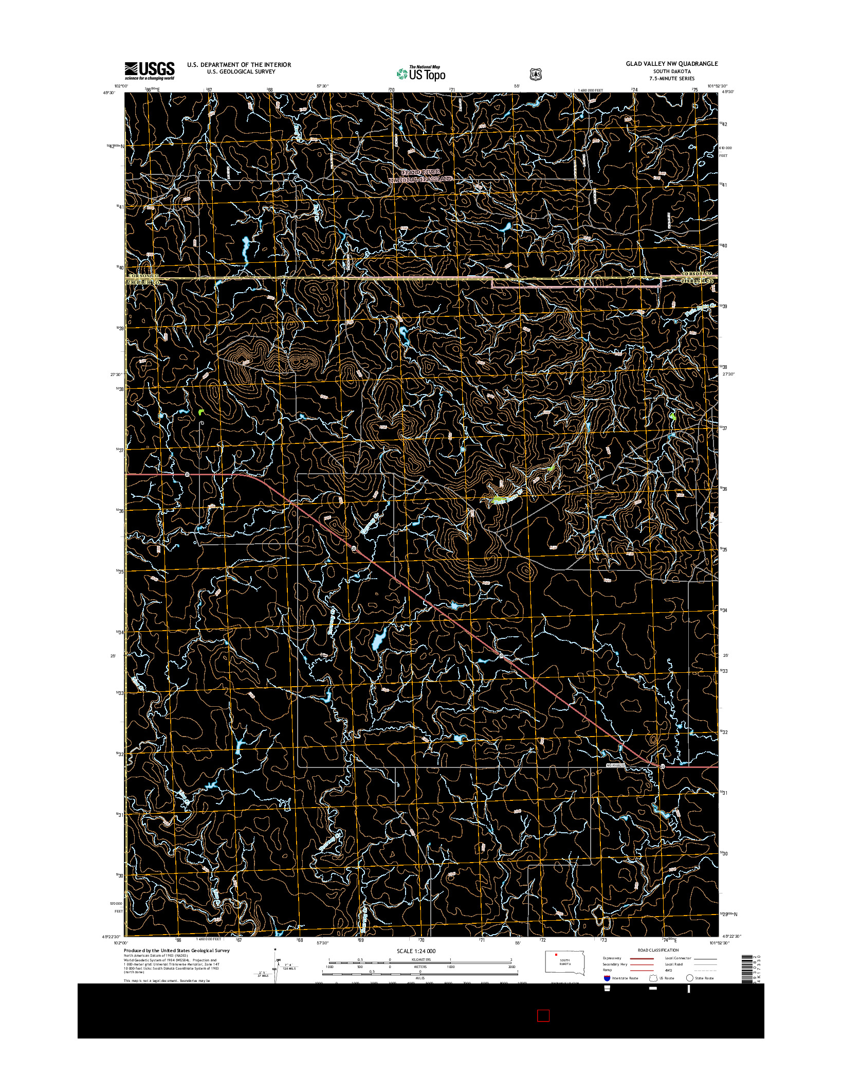 USGS US TOPO 7.5-MINUTE MAP FOR GLAD VALLEY NW, SD 2015