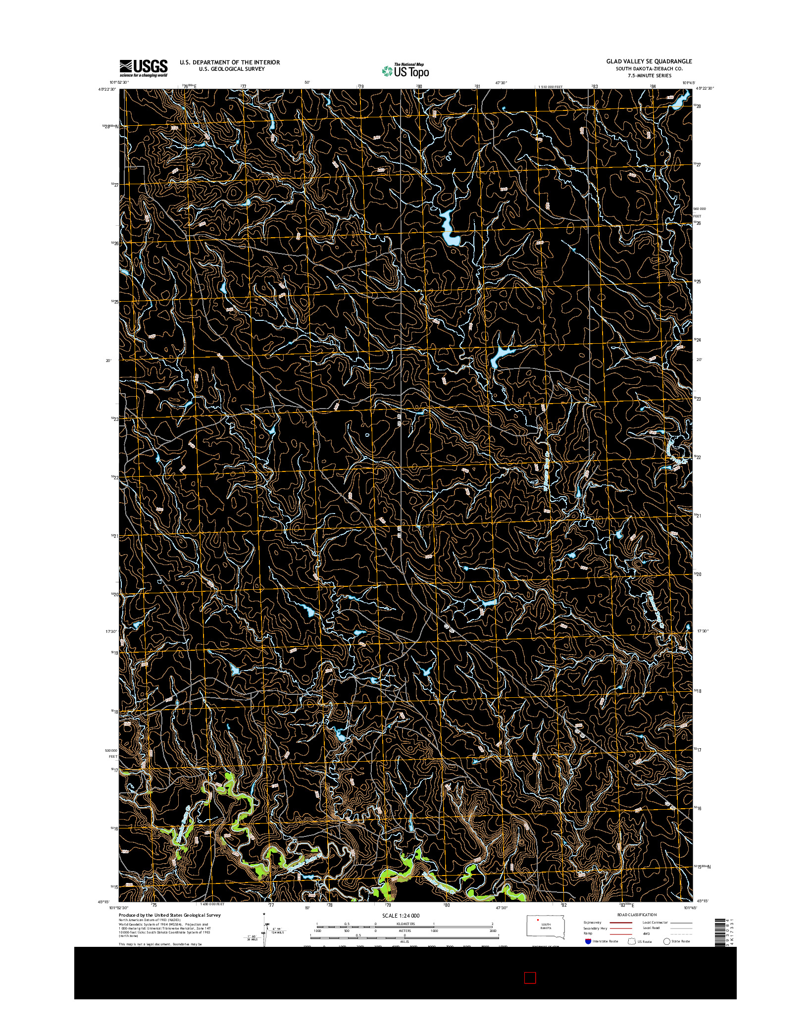 USGS US TOPO 7.5-MINUTE MAP FOR GLAD VALLEY SE, SD 2015