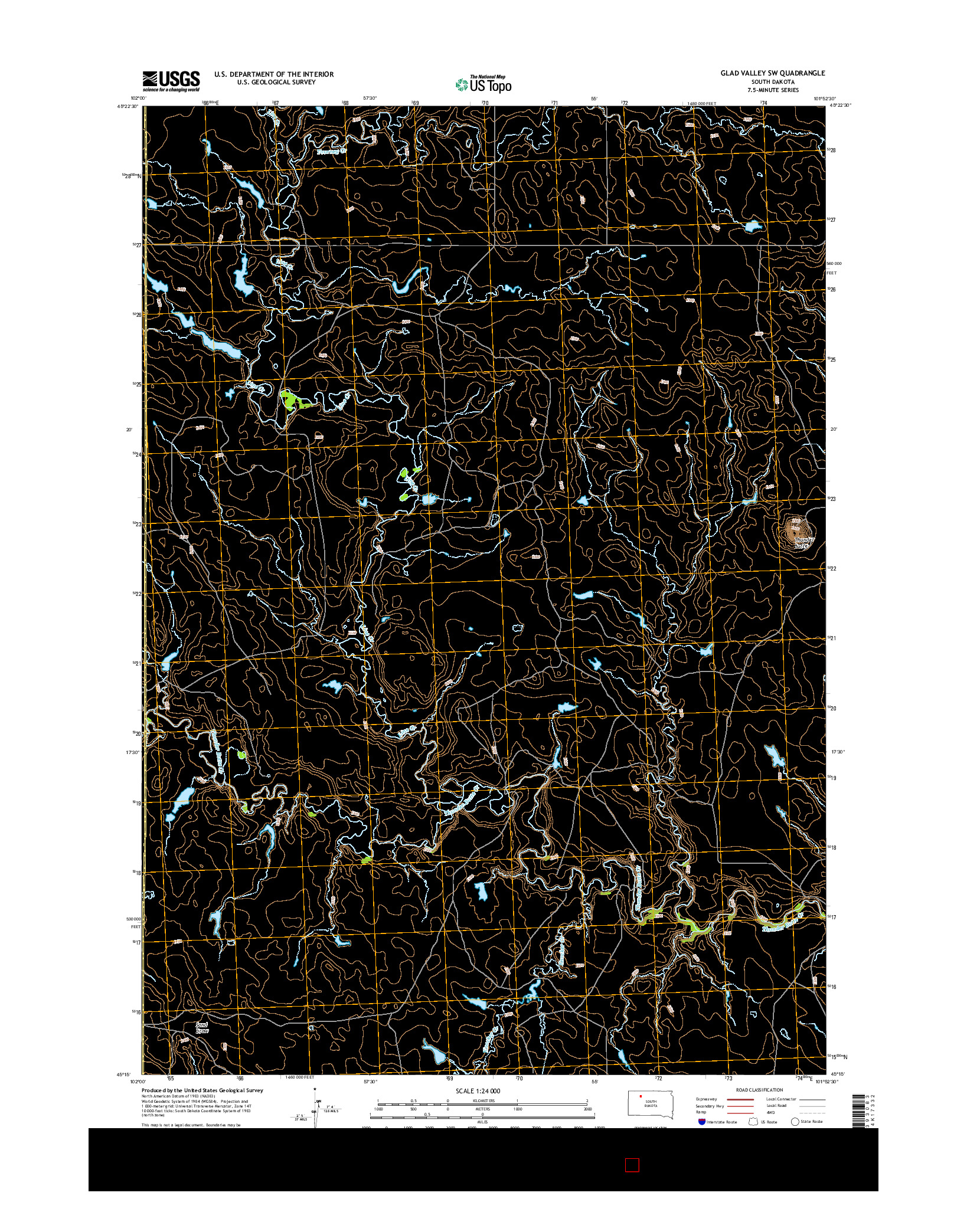 USGS US TOPO 7.5-MINUTE MAP FOR GLAD VALLEY SW, SD 2015