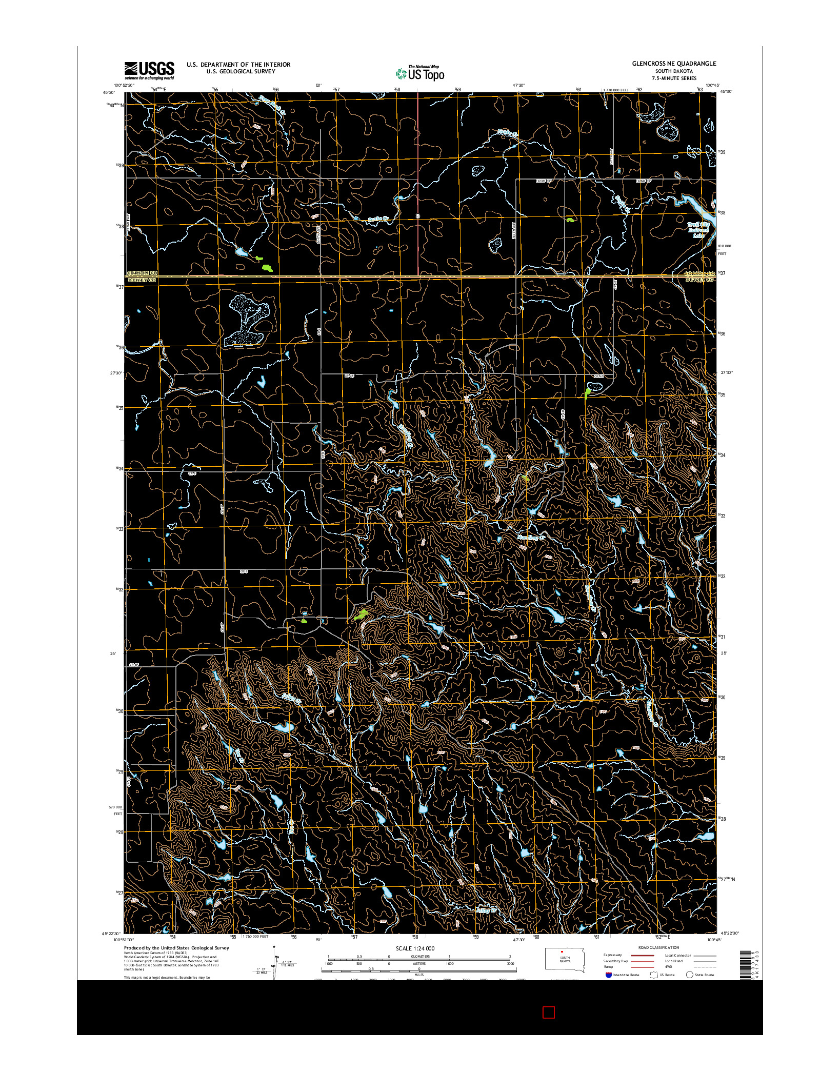 USGS US TOPO 7.5-MINUTE MAP FOR GLENCROSS NE, SD 2015