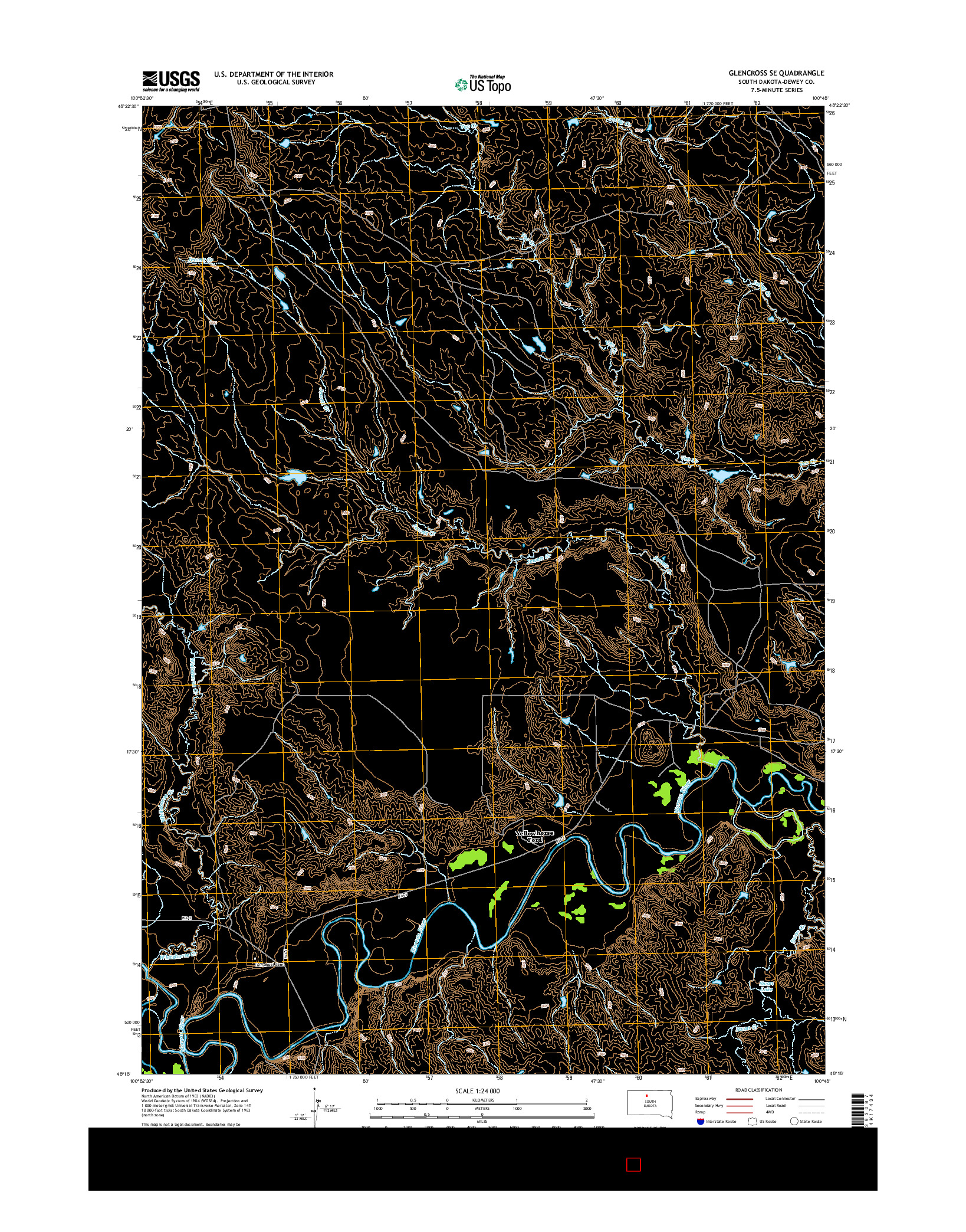 USGS US TOPO 7.5-MINUTE MAP FOR GLENCROSS SE, SD 2015