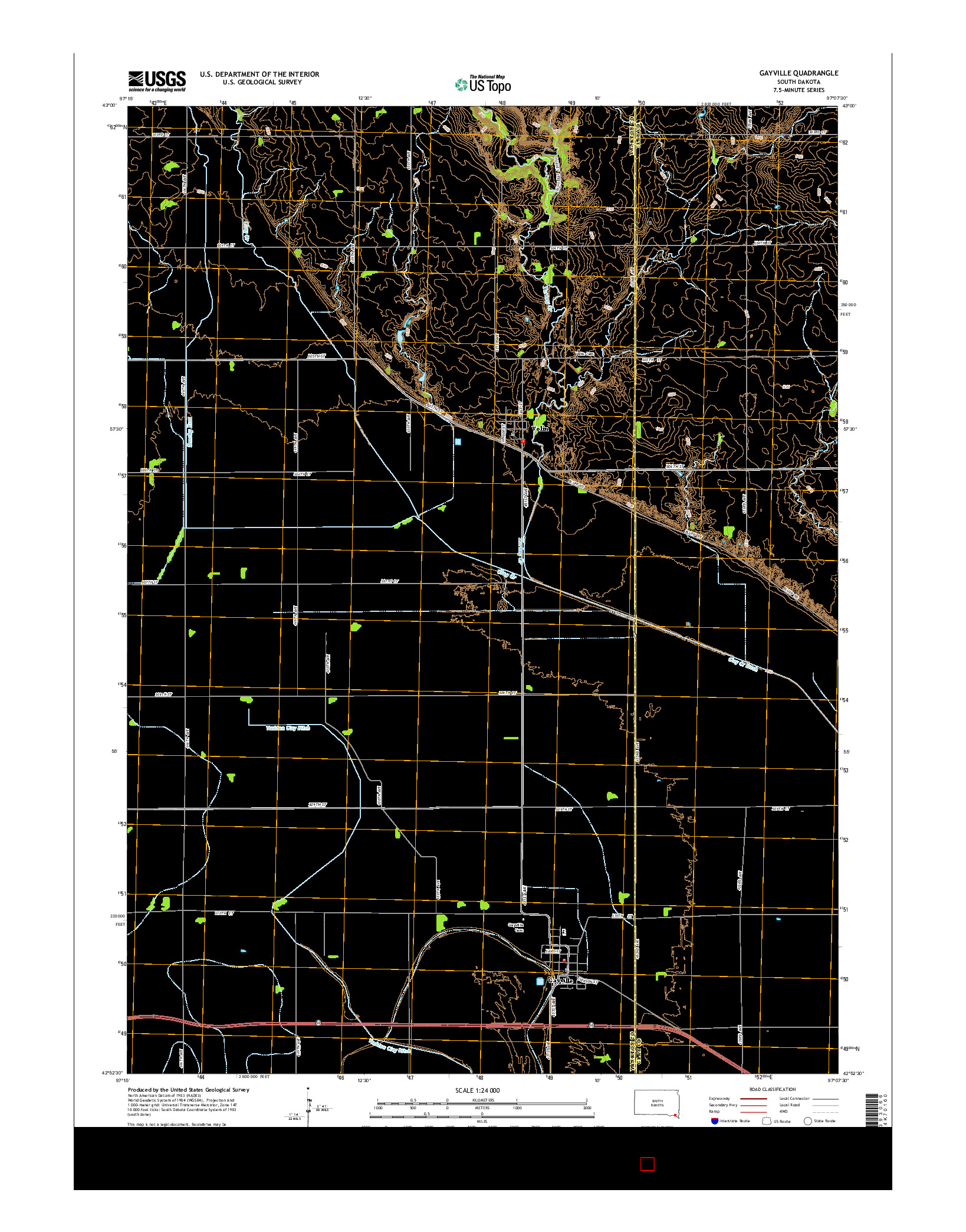 USGS US TOPO 7.5-MINUTE MAP FOR GAYVILLE, SD 2015