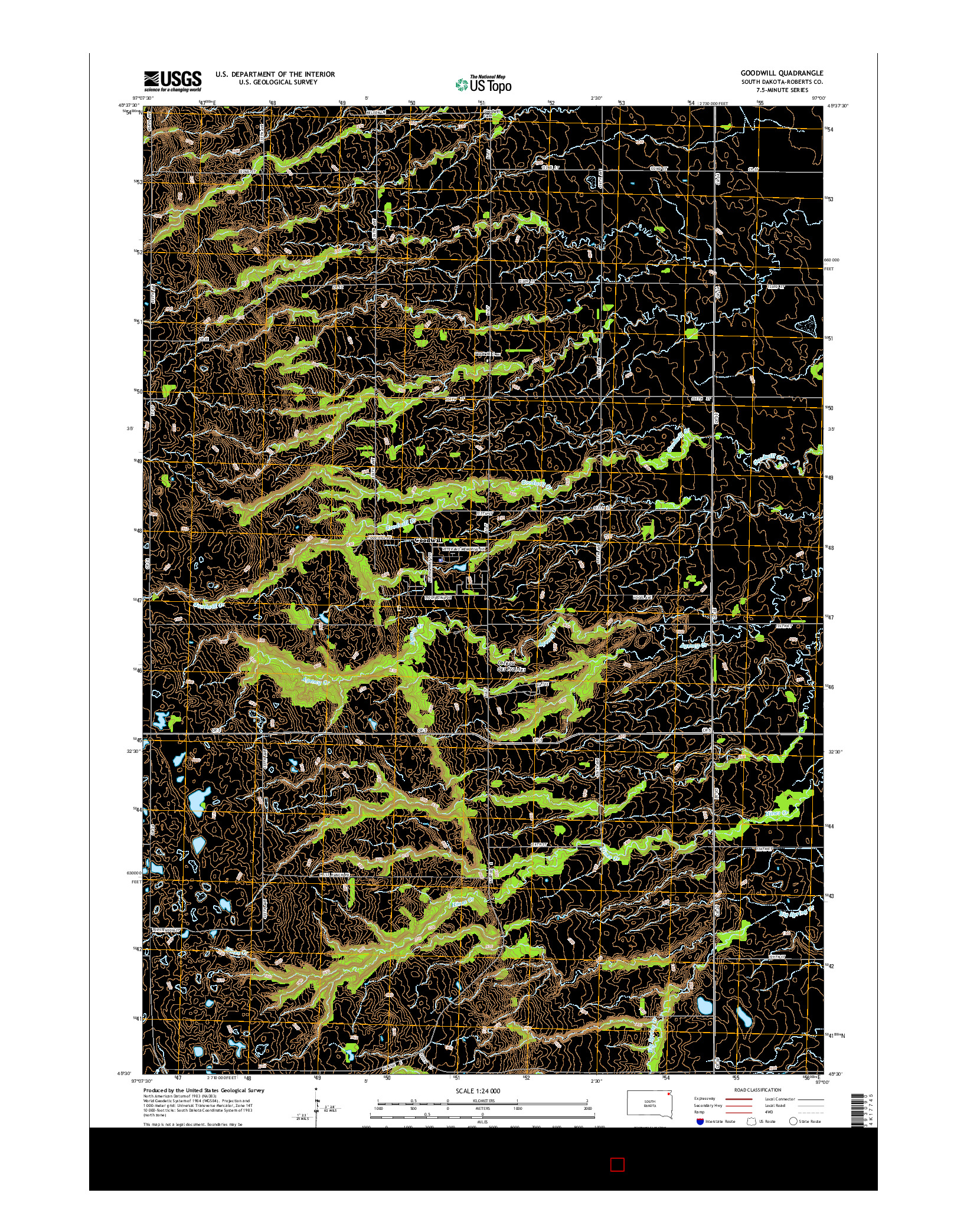 USGS US TOPO 7.5-MINUTE MAP FOR GOODWILL, SD 2015