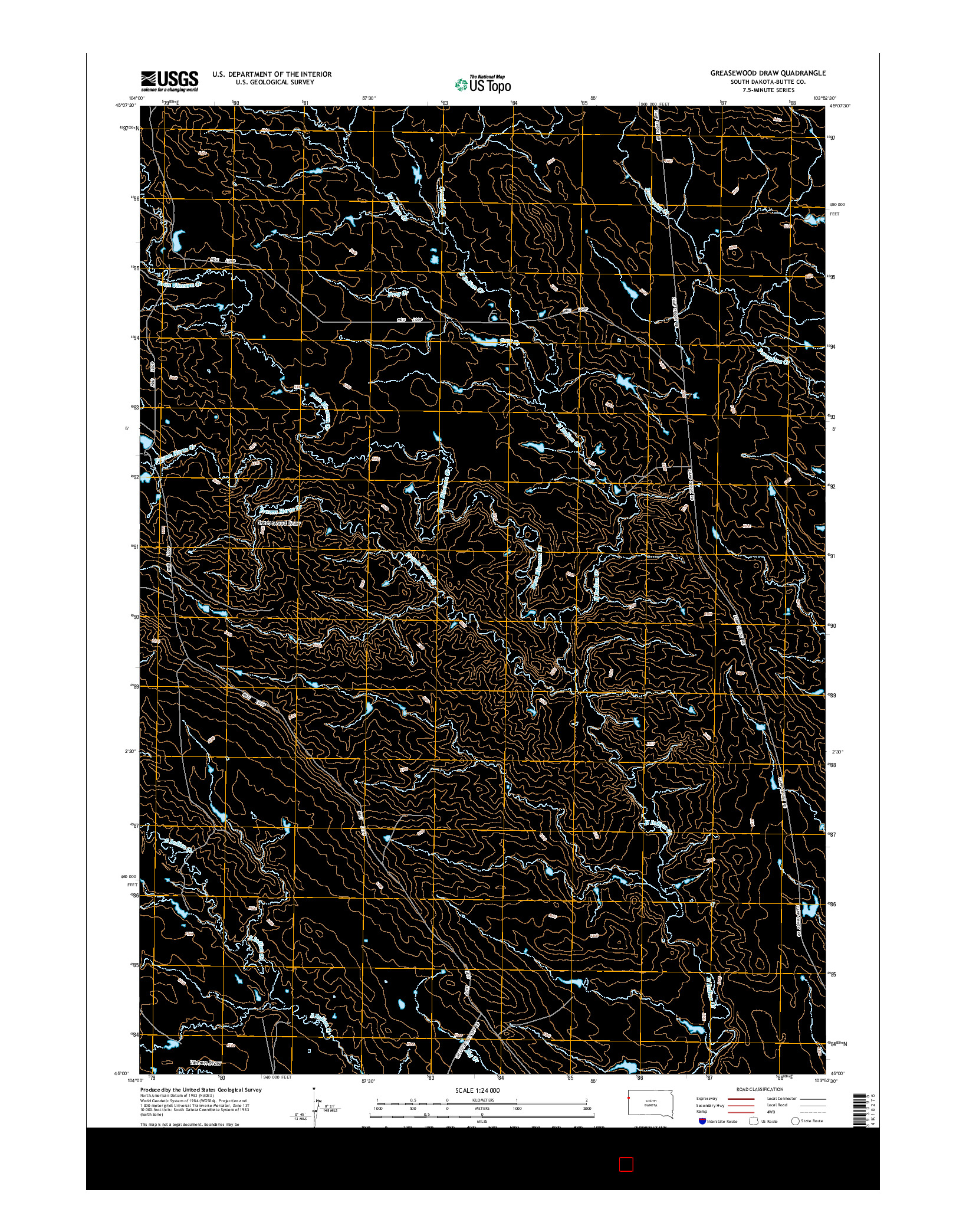 USGS US TOPO 7.5-MINUTE MAP FOR GREASEWOOD DRAW, SD 2015