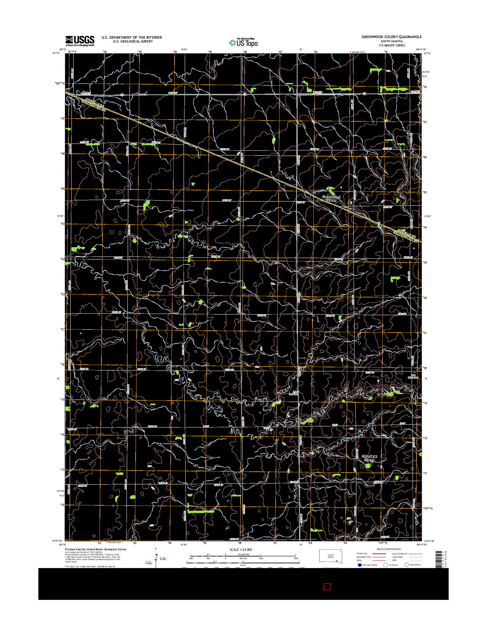 USGS US TOPO 7.5-MINUTE MAP FOR GREENWOOD COLONY, SD 2015