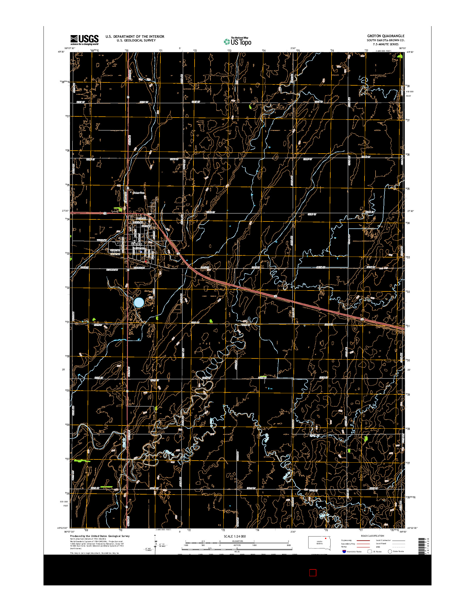 USGS US TOPO 7.5-MINUTE MAP FOR GROTON, SD 2015