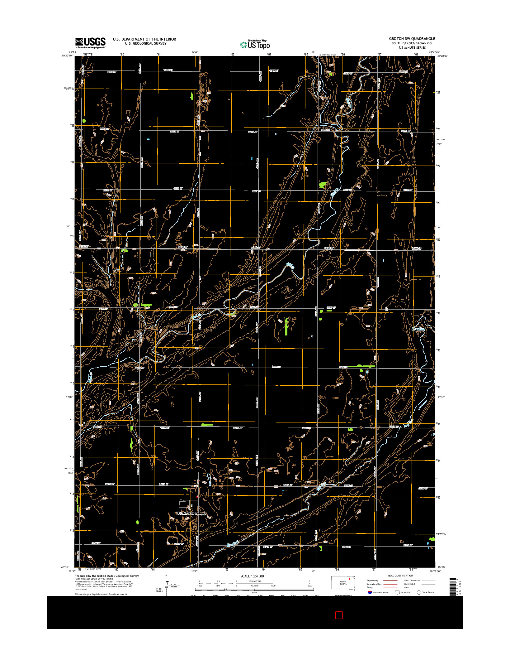 USGS US TOPO 7.5-MINUTE MAP FOR GROTON SW, SD 2015
