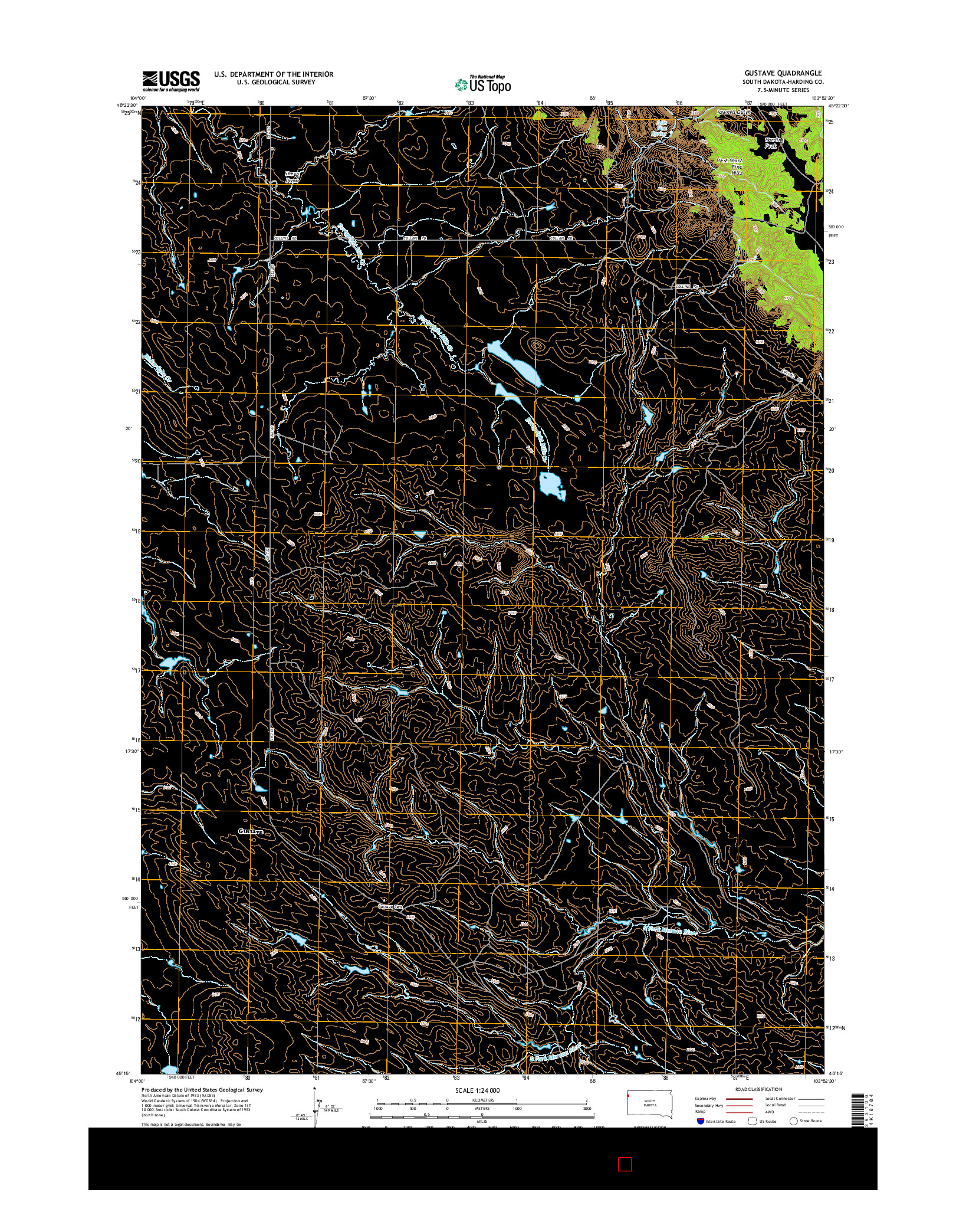 USGS US TOPO 7.5-MINUTE MAP FOR GUSTAVE, SD 2015