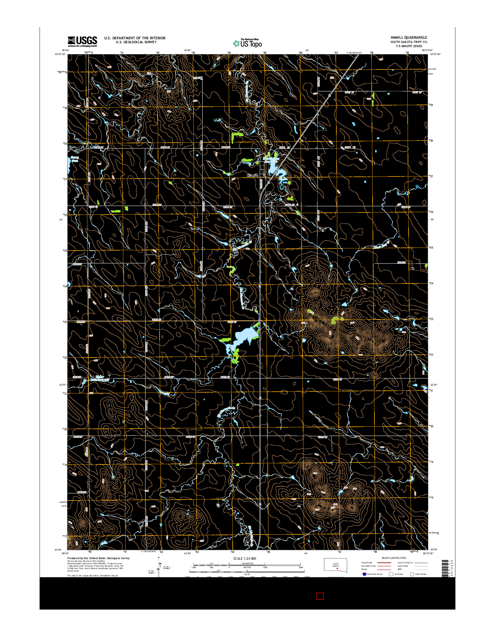 USGS US TOPO 7.5-MINUTE MAP FOR HAMILL, SD 2015