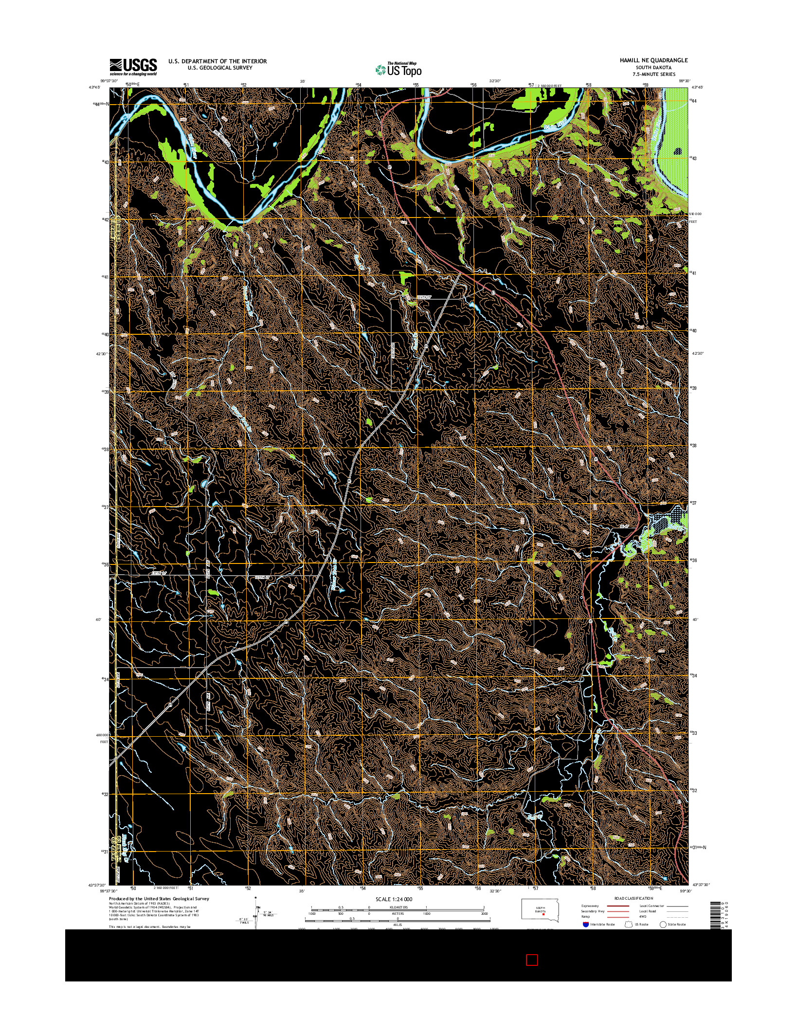 USGS US TOPO 7.5-MINUTE MAP FOR HAMILL NE, SD 2015