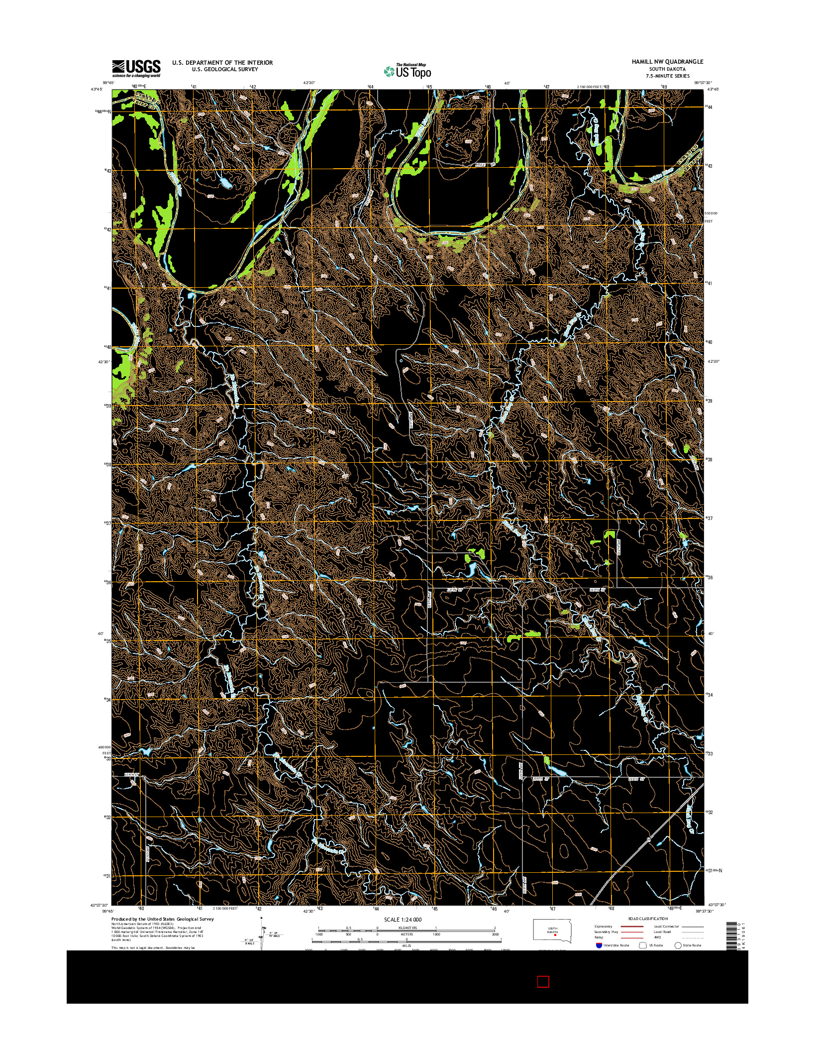USGS US TOPO 7.5-MINUTE MAP FOR HAMILL NW, SD 2015