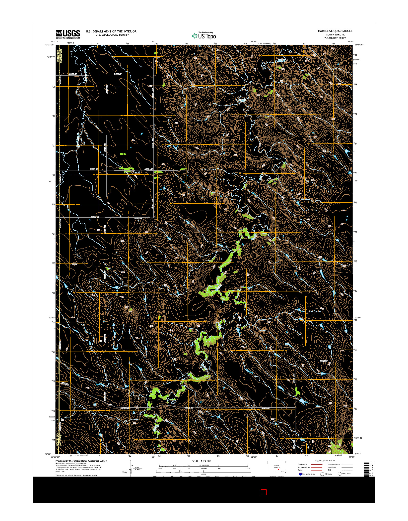 USGS US TOPO 7.5-MINUTE MAP FOR HAMILL SE, SD 2015