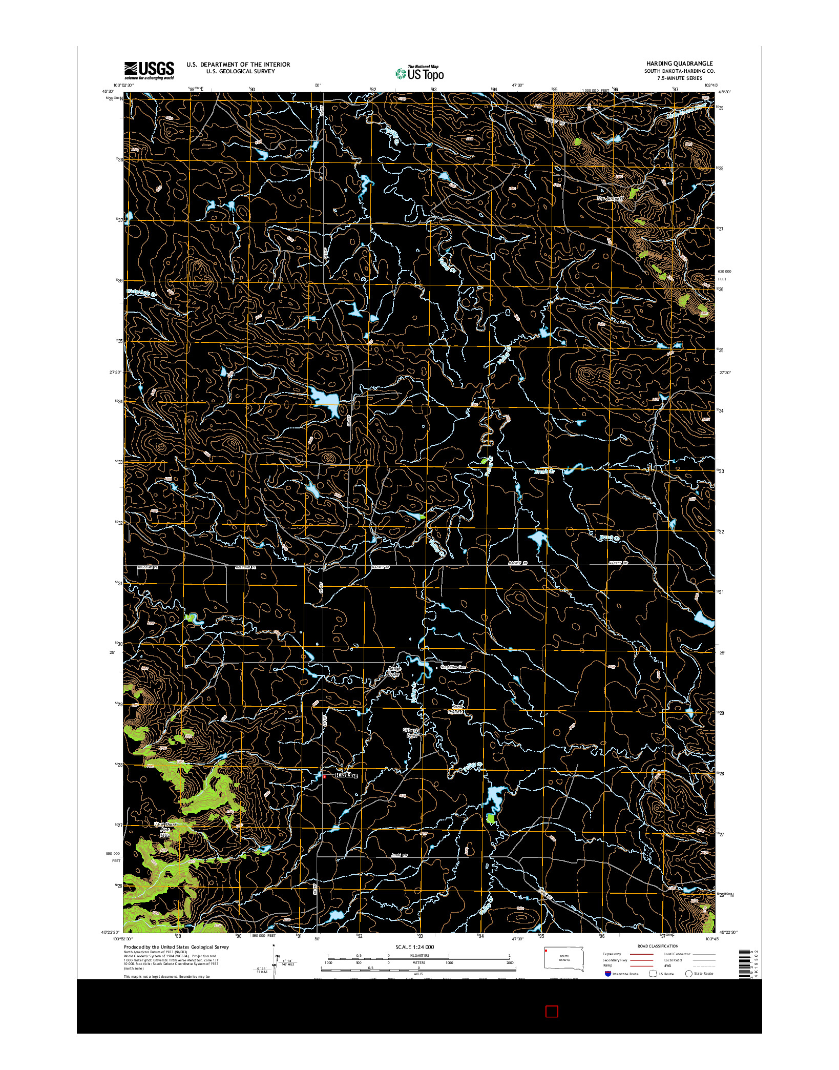 USGS US TOPO 7.5-MINUTE MAP FOR HARDING, SD 2015