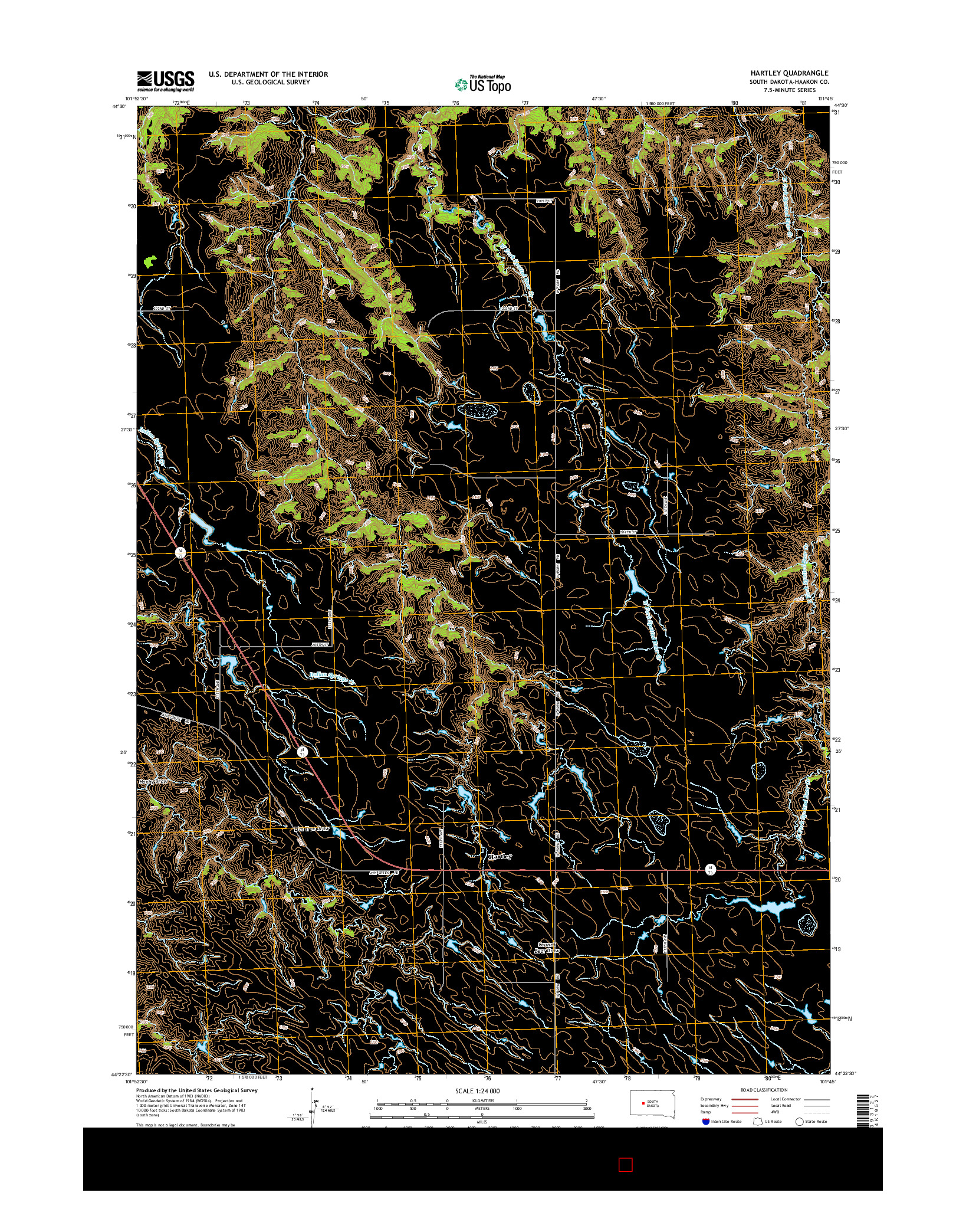 USGS US TOPO 7.5-MINUTE MAP FOR HARTLEY, SD 2015