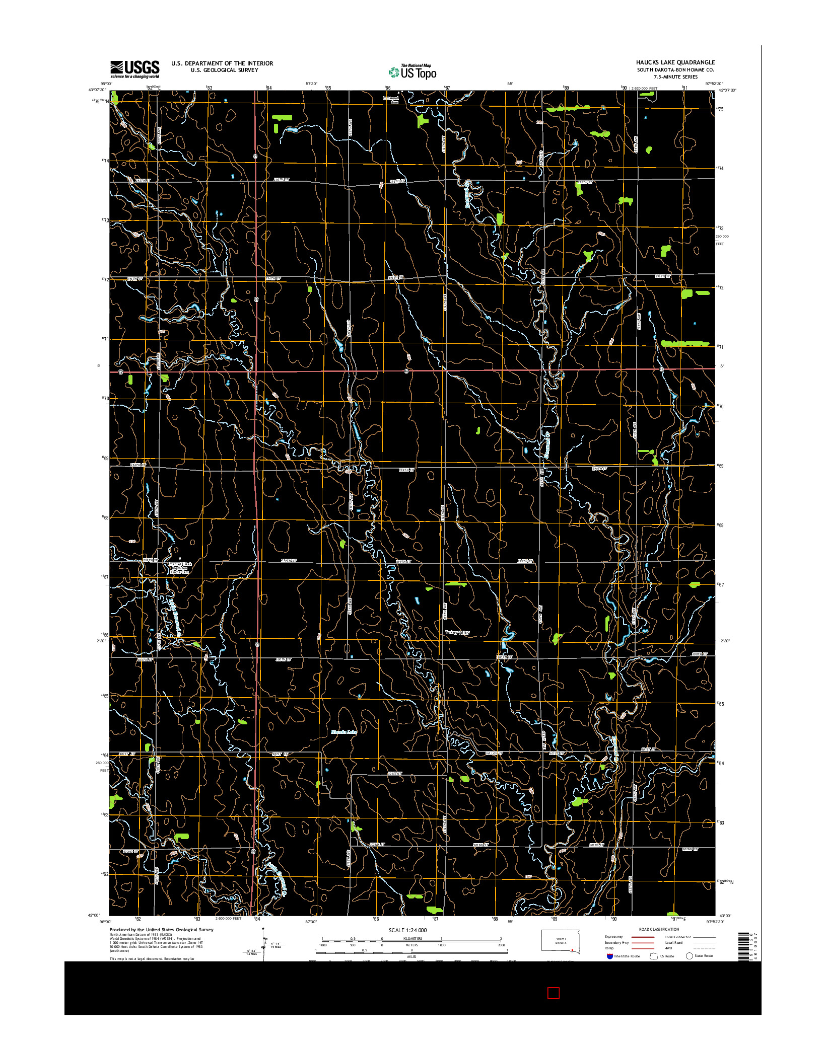 USGS US TOPO 7.5-MINUTE MAP FOR HAUCKS LAKE, SD 2015