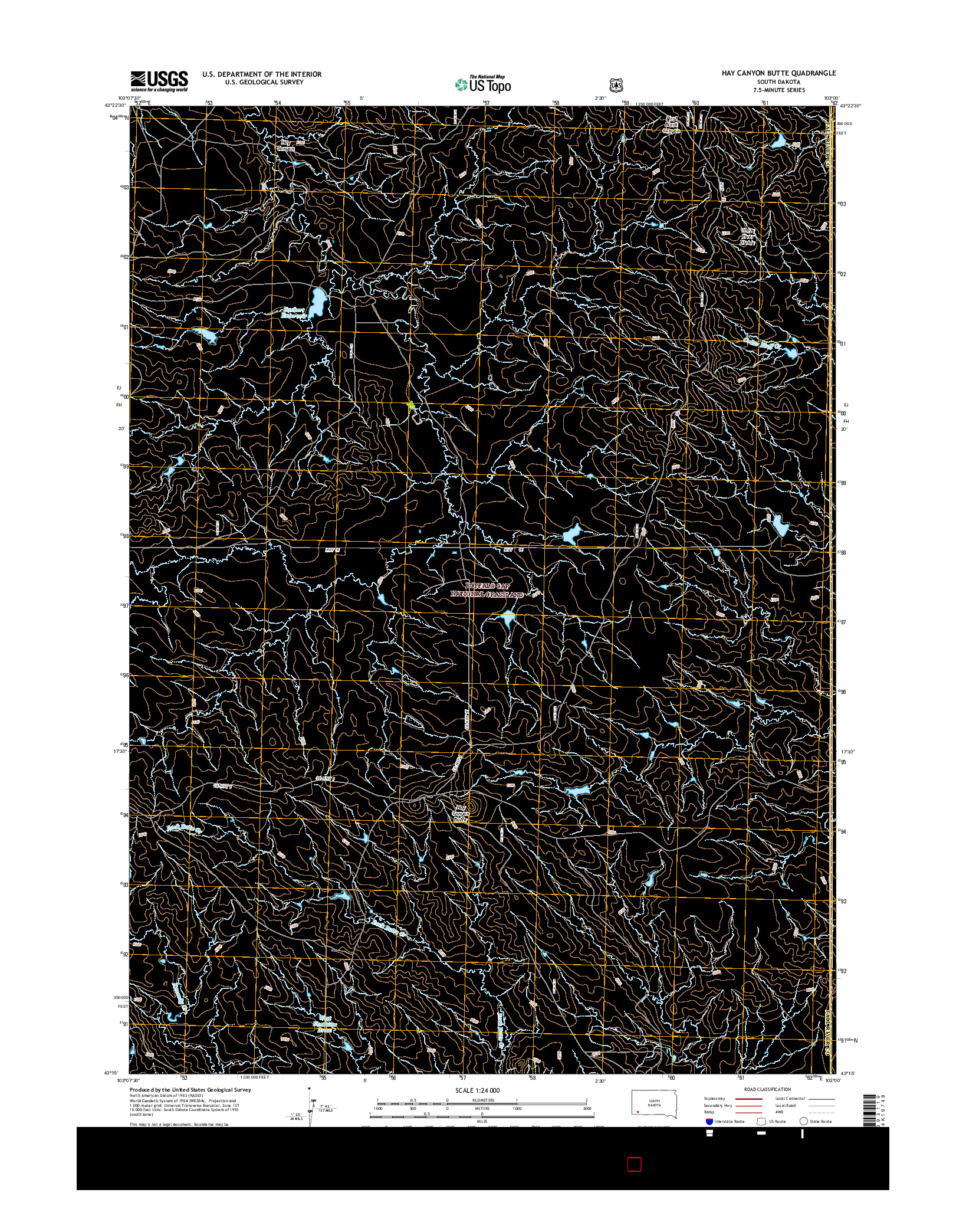 USGS US TOPO 7.5-MINUTE MAP FOR HAY CANYON BUTTE, SD 2015