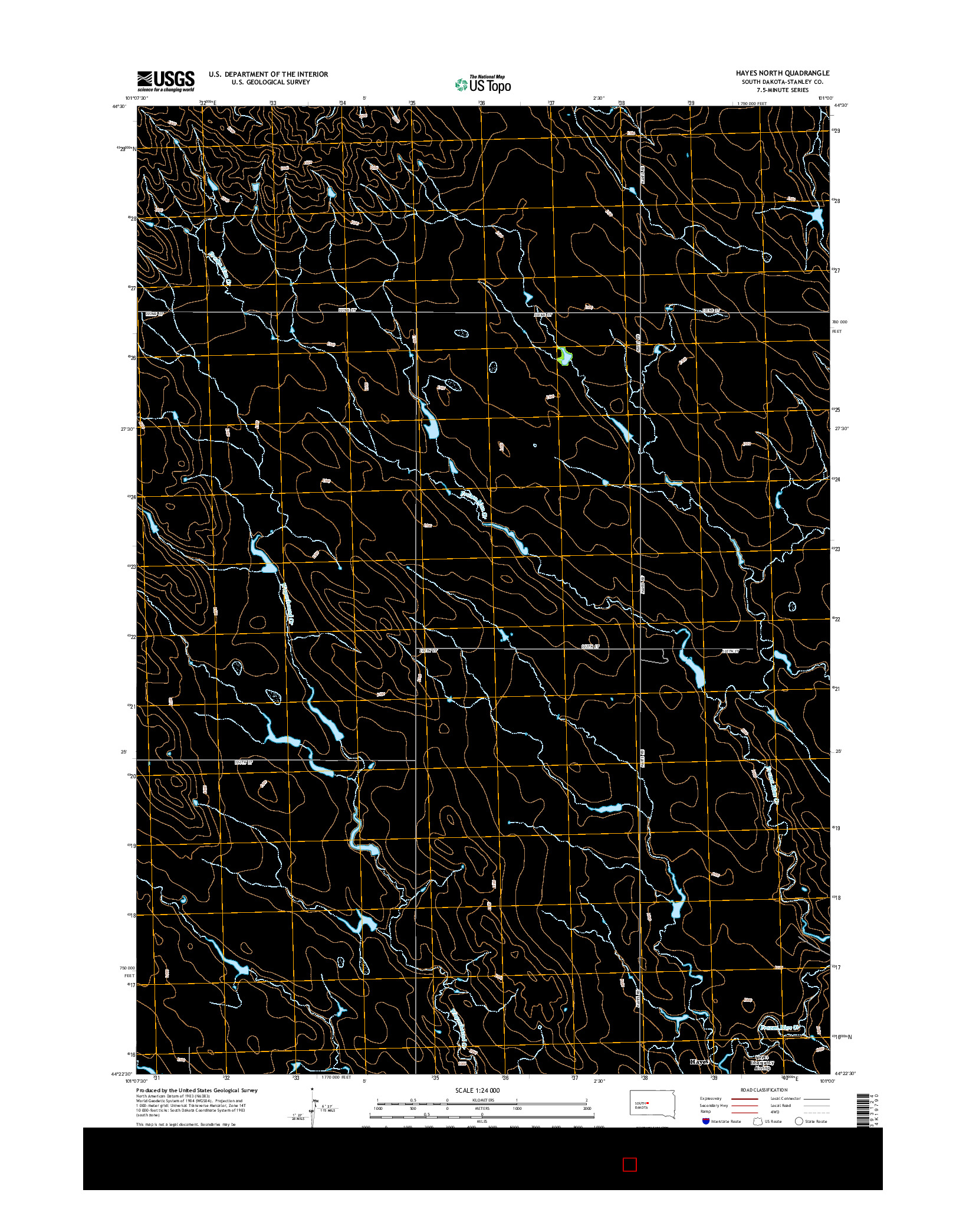 USGS US TOPO 7.5-MINUTE MAP FOR HAYES NORTH, SD 2015