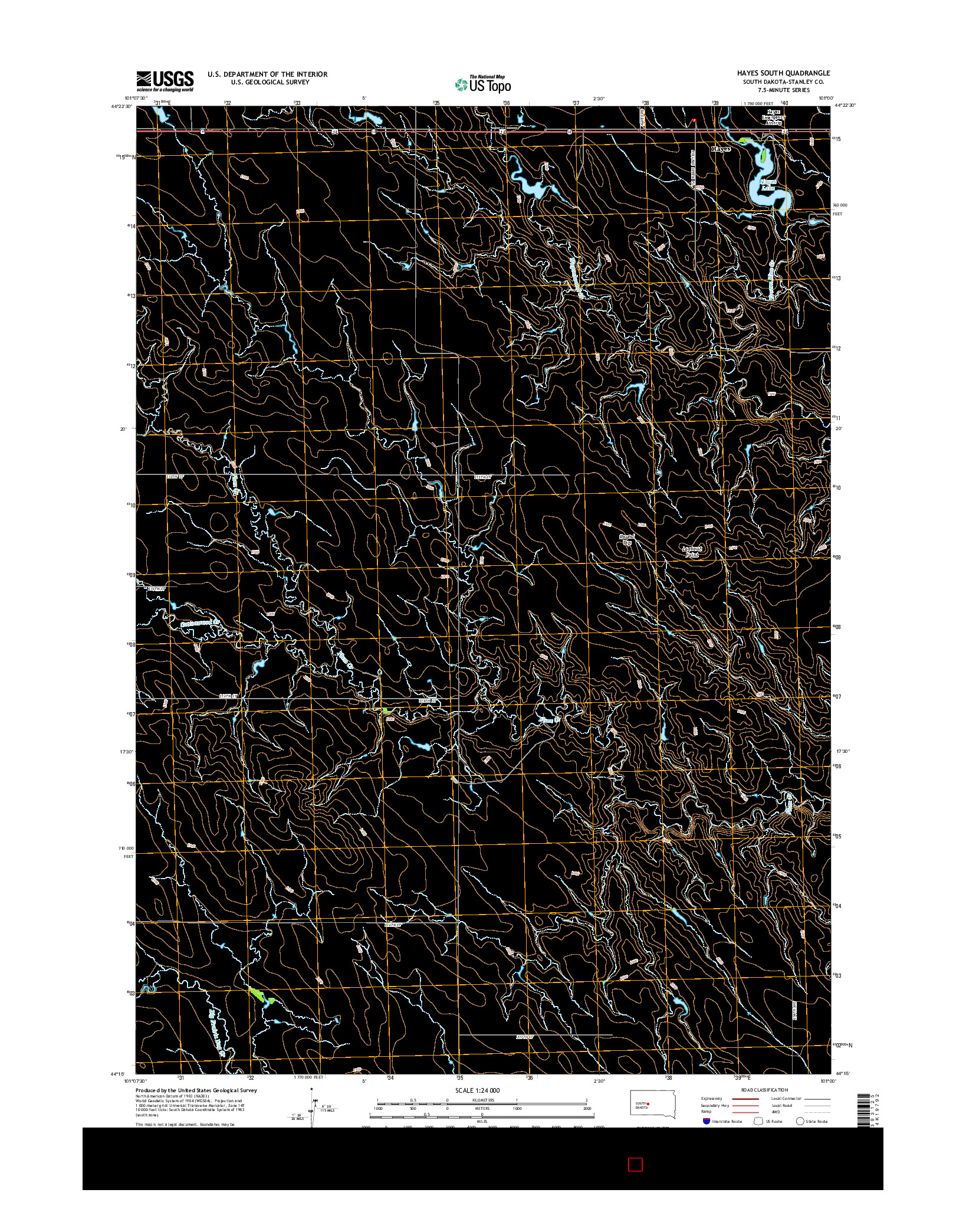 USGS US TOPO 7.5-MINUTE MAP FOR HAYES SOUTH, SD 2015