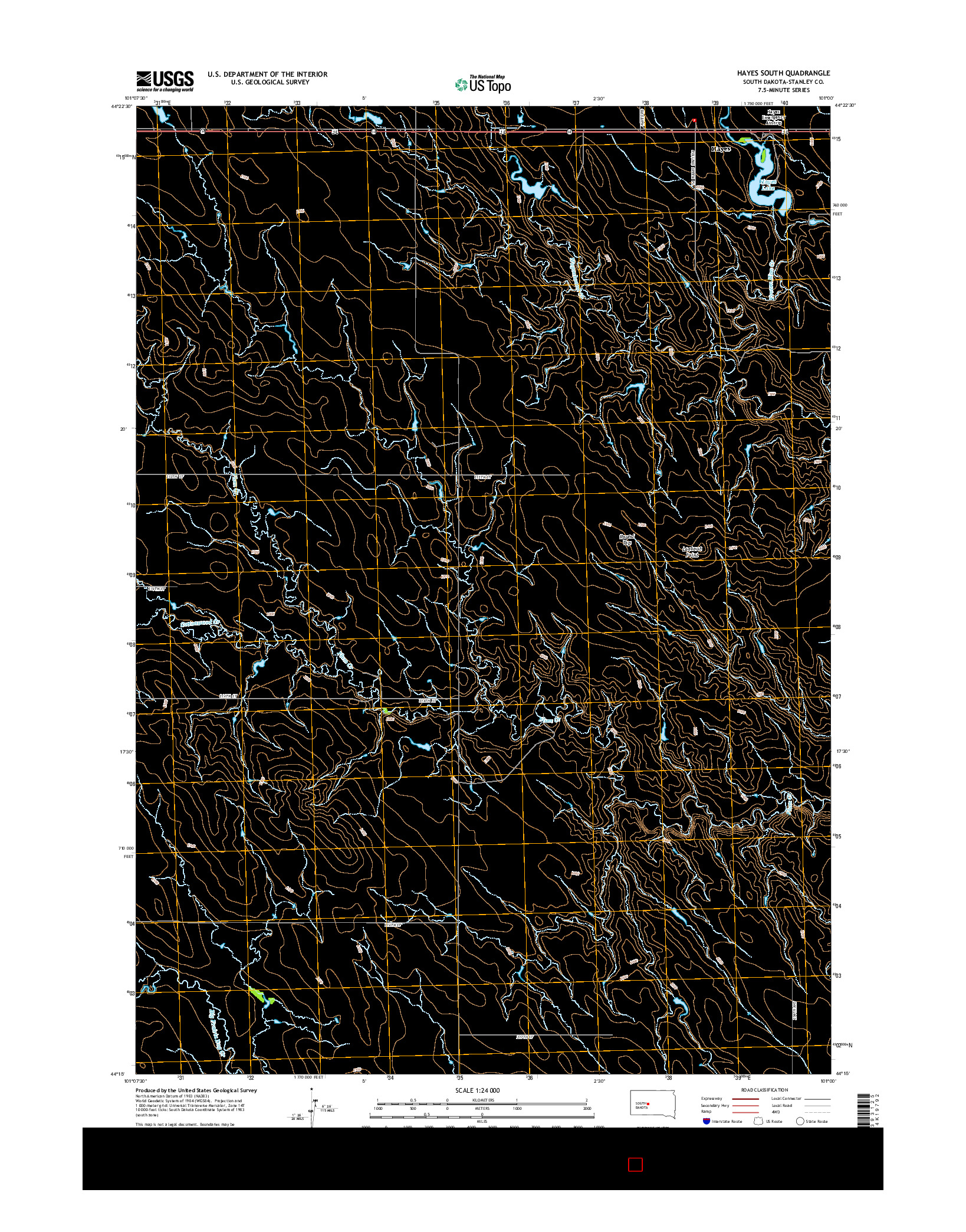 USGS US TOPO 7.5-MINUTE MAP FOR HAYES SOUTH, SD 2015