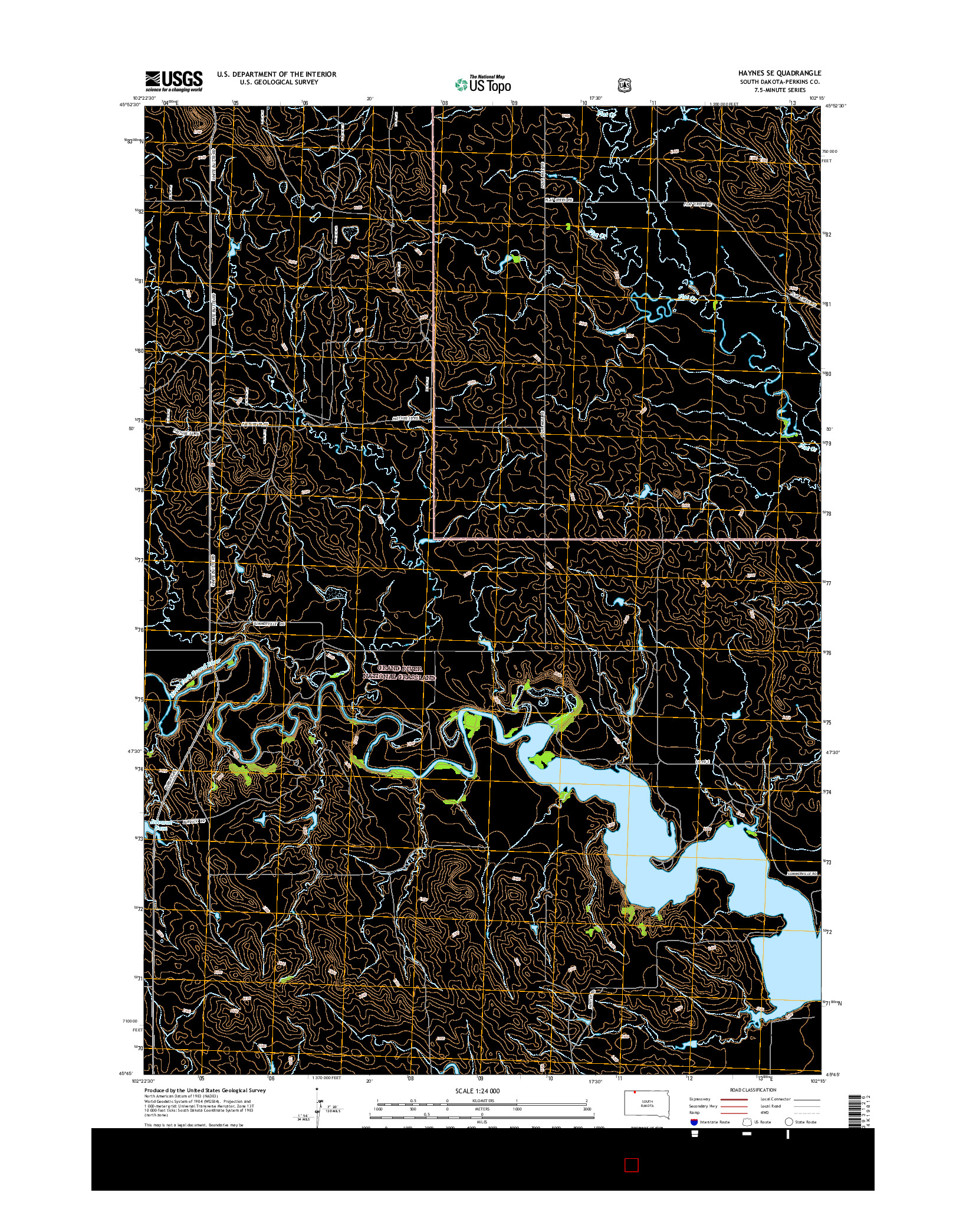 USGS US TOPO 7.5-MINUTE MAP FOR HAYNES SE, SD 2015