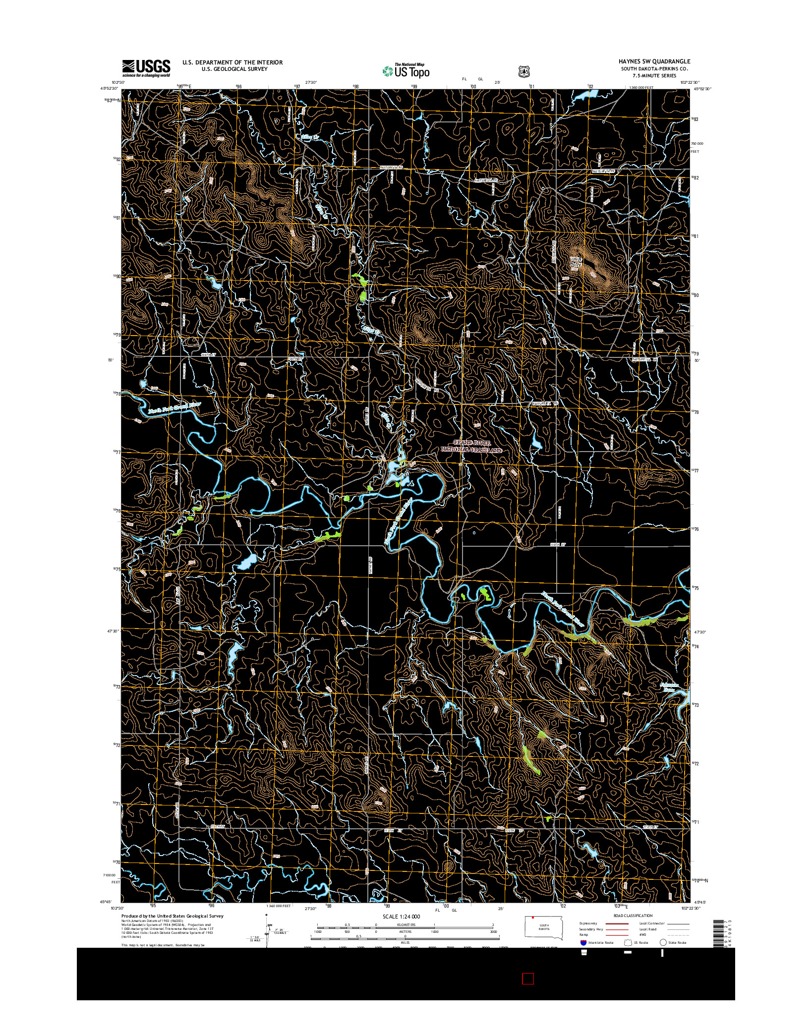 USGS US TOPO 7.5-MINUTE MAP FOR HAYNES SW, SD 2015