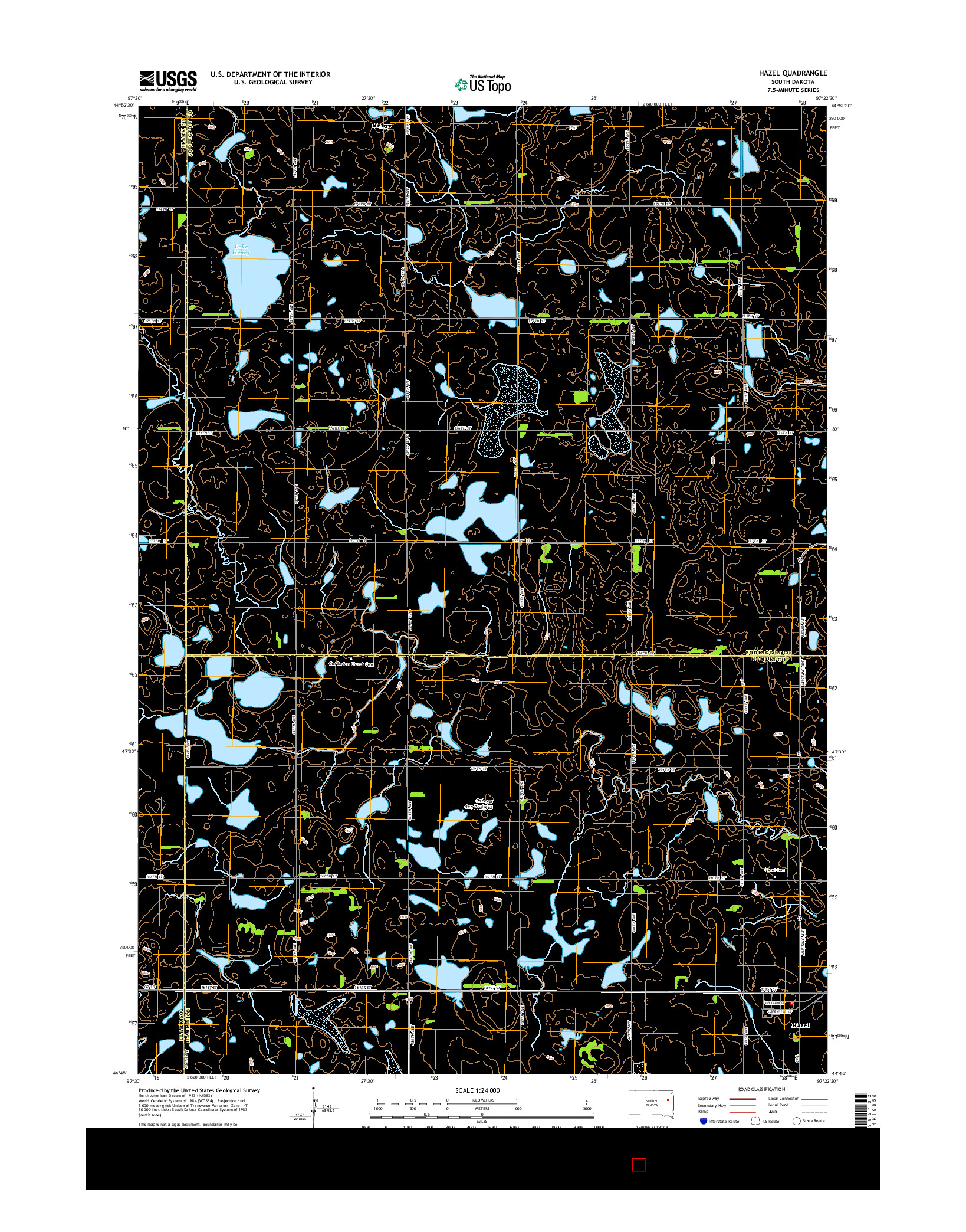 USGS US TOPO 7.5-MINUTE MAP FOR HAZEL, SD 2015