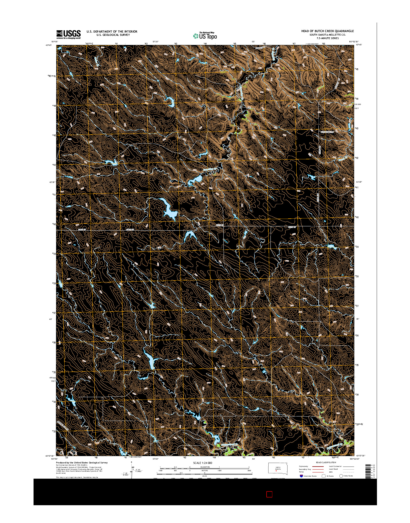 USGS US TOPO 7.5-MINUTE MAP FOR HEAD OF BUTCH CREEK, SD 2015