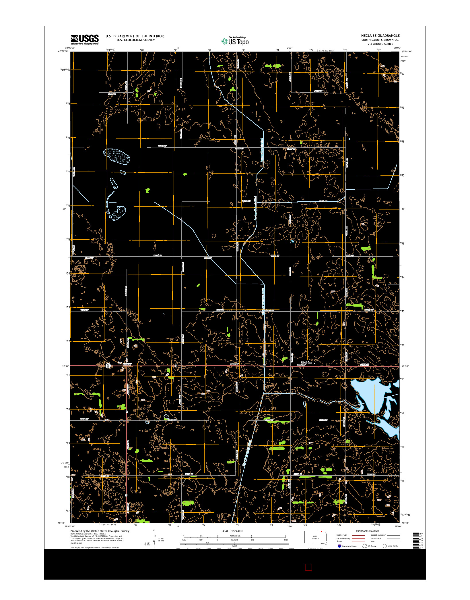 USGS US TOPO 7.5-MINUTE MAP FOR HECLA SE, SD 2015