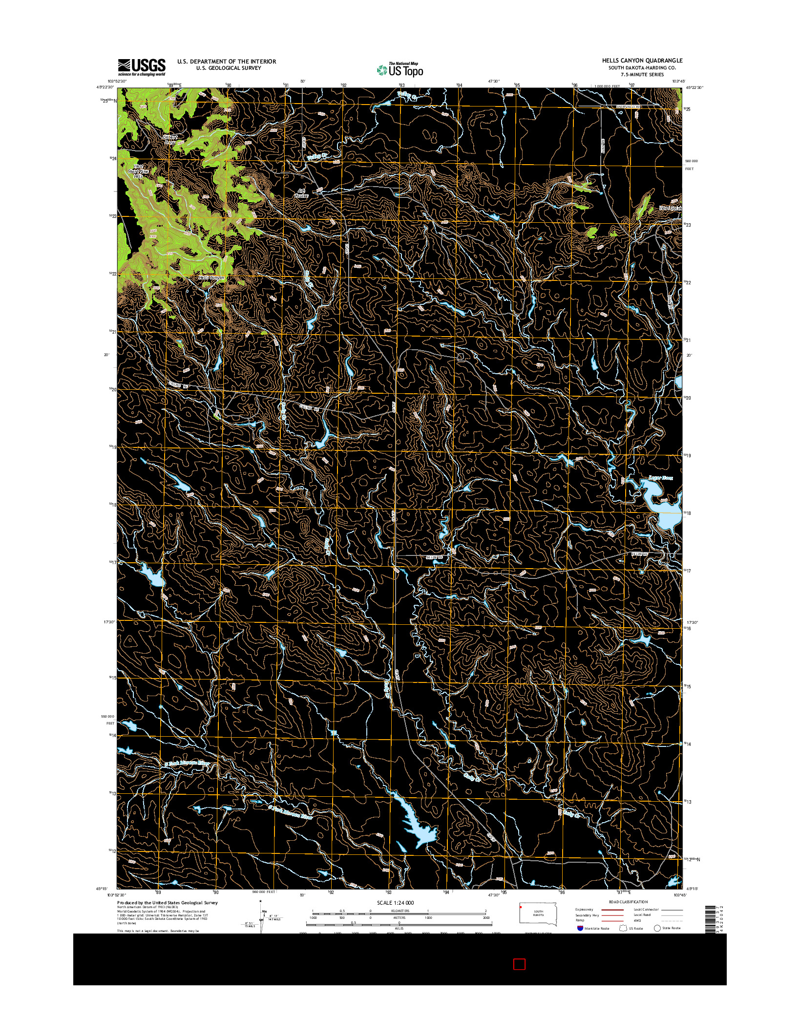 USGS US TOPO 7.5-MINUTE MAP FOR HELLS CANYON, SD 2015
