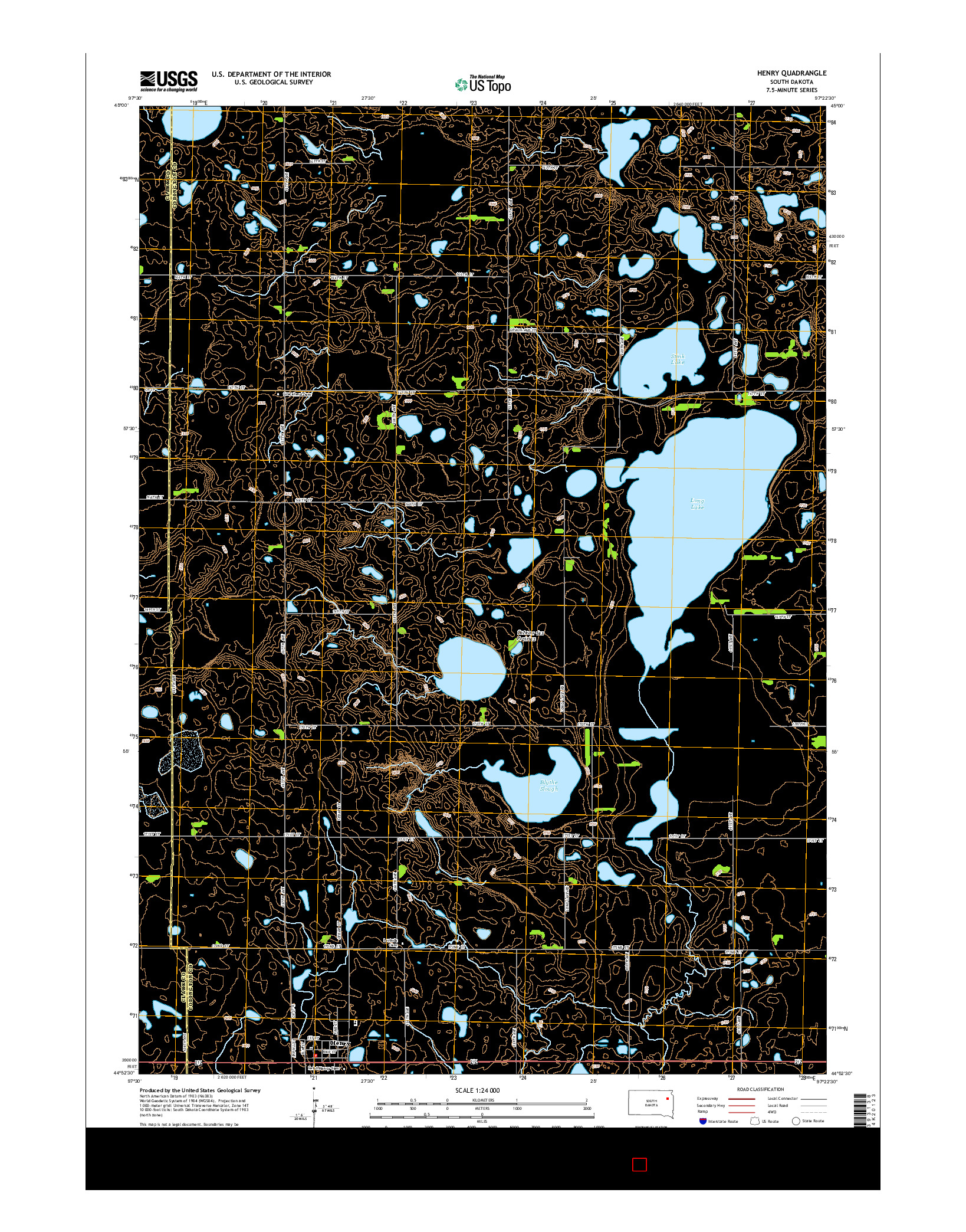 USGS US TOPO 7.5-MINUTE MAP FOR HENRY, SD 2015