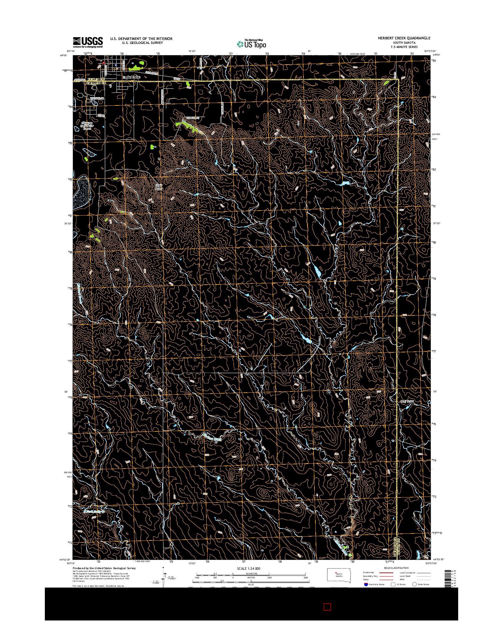 USGS US TOPO 7.5-MINUTE MAP FOR HERBERT CREEK, SD 2015